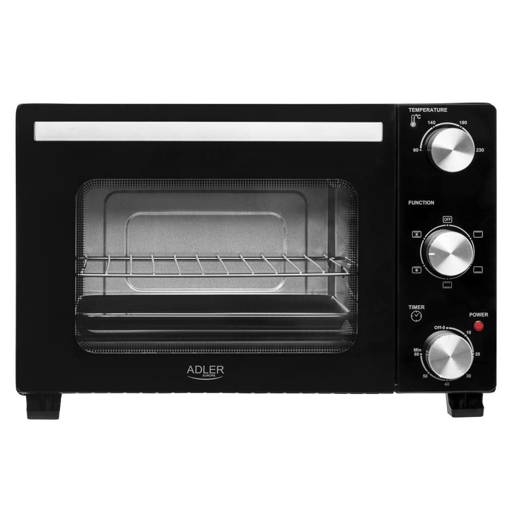 Adler Minibackofen AD 6024, 22 Liter, Schwarz, 0-230°C, mit Timer-Endarbeitston und 5 Backmodi