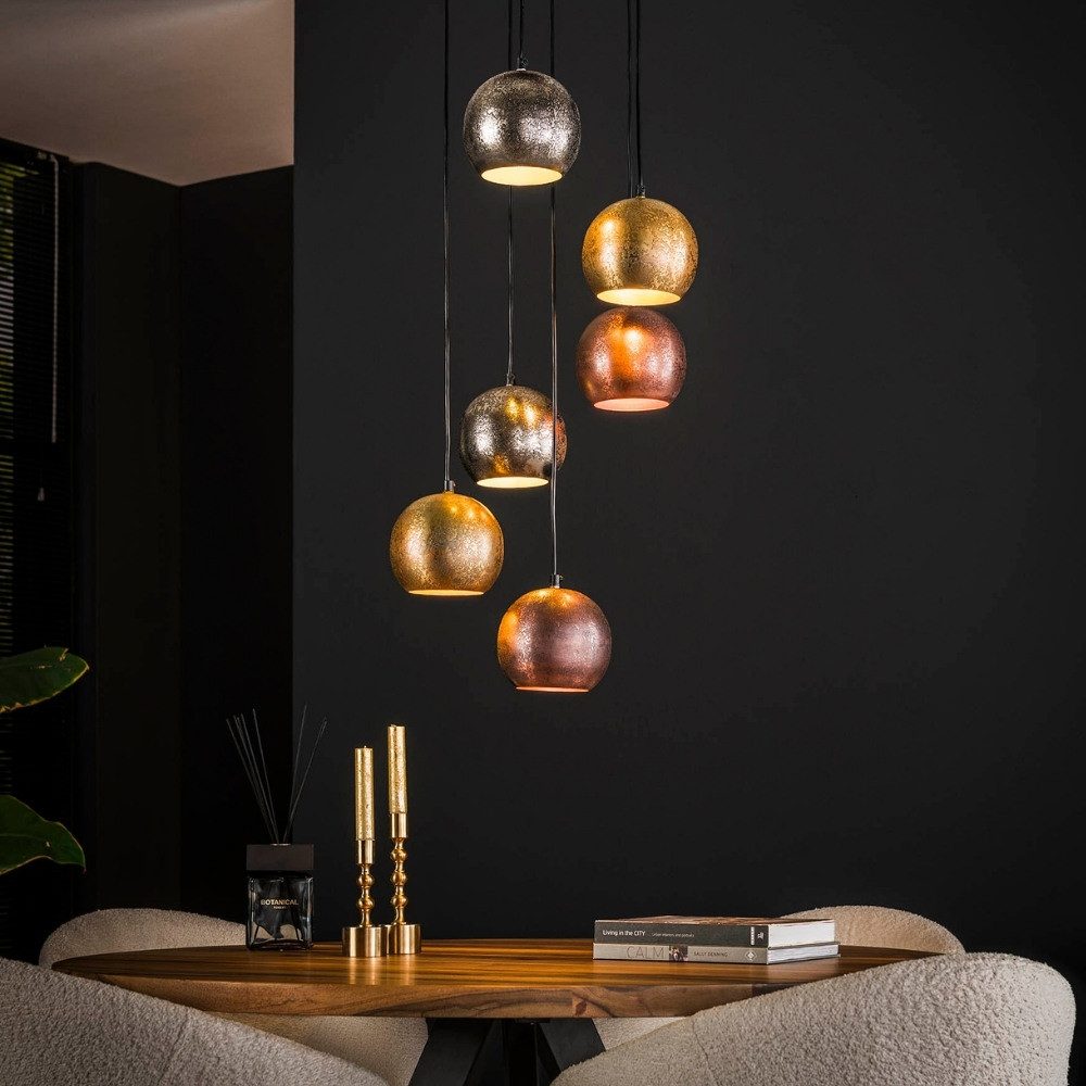 famlights Pendelleuchte famlights, Pendelleuchte Edoardo in Mehrfarbig E27 6-flammig