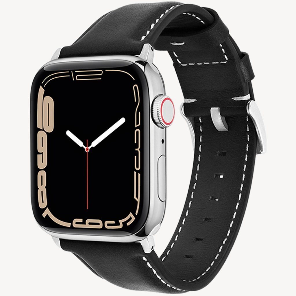 wiiuka Smartwatch-Armband tiime Armband aus Leder für die Apple Watch Serie 1-8, SE, Ultra, Handgefertigt - Deutsches Leder, Premium Qualität