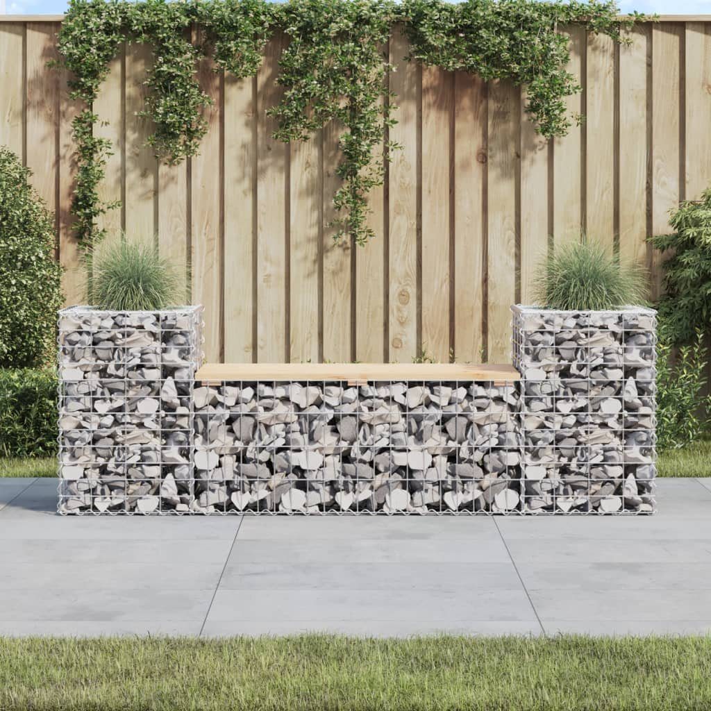 vidaXL Gartenbank Gartenbank aus Gabionen 183x41x60,5 cm Massivholz Kiefer (1-St)