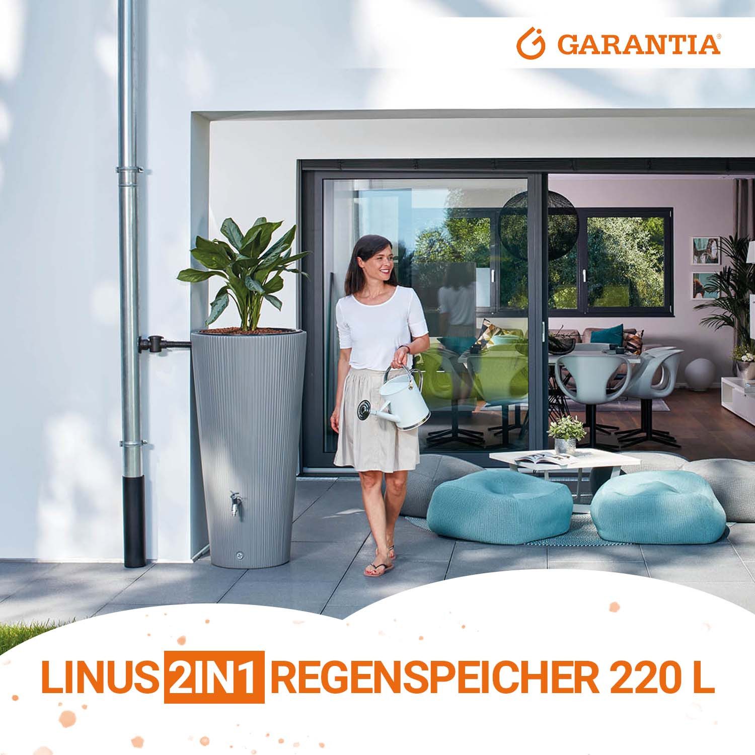 GARANTIA Regentonne LINUS 2in1 Regentonne 220 Liter zinkgrau inkl. Pflanzschale, 220 l