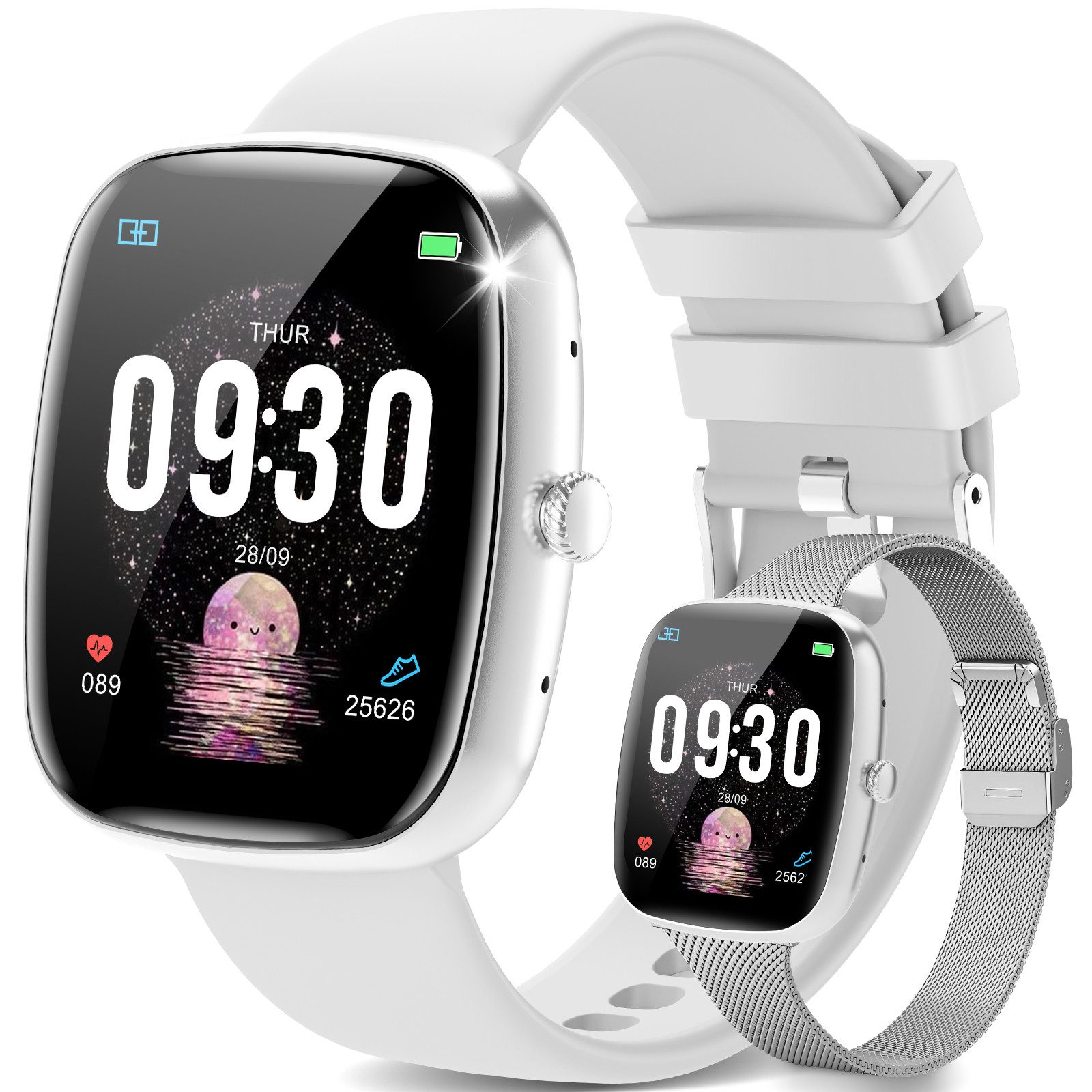 Smartwatch Damen Herren mit Blutdruckmessgerät, Wasserdicht Sportuhr Smartwatch