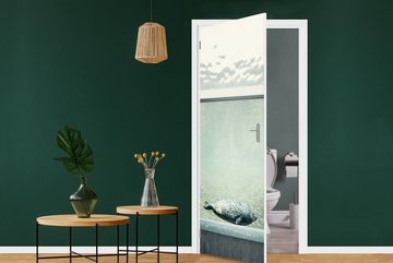 MuchoWow Türtapete Robbe im Aquarium, Matt, bedruckt, (1 St), Fototapete für Tür, Türaufkleber, 75x205 cm