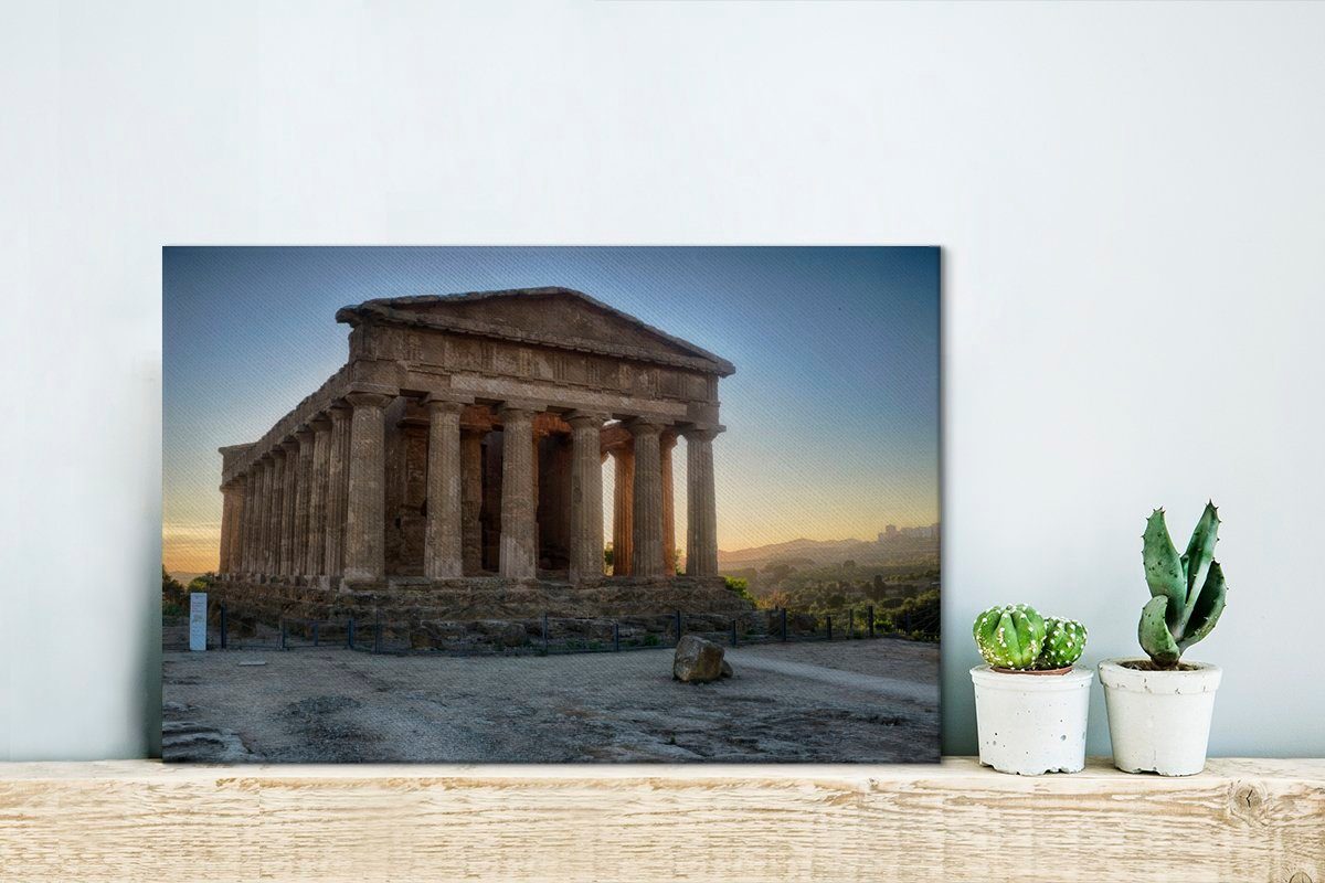 (1 der 30x20 Ruinen cm Concordia, Leinwandbilder, Aufhängefertig, Tempels des Wandbild St), Wanddeko, OneMillionCanvasses® Leinwandbild Berühmte griechische