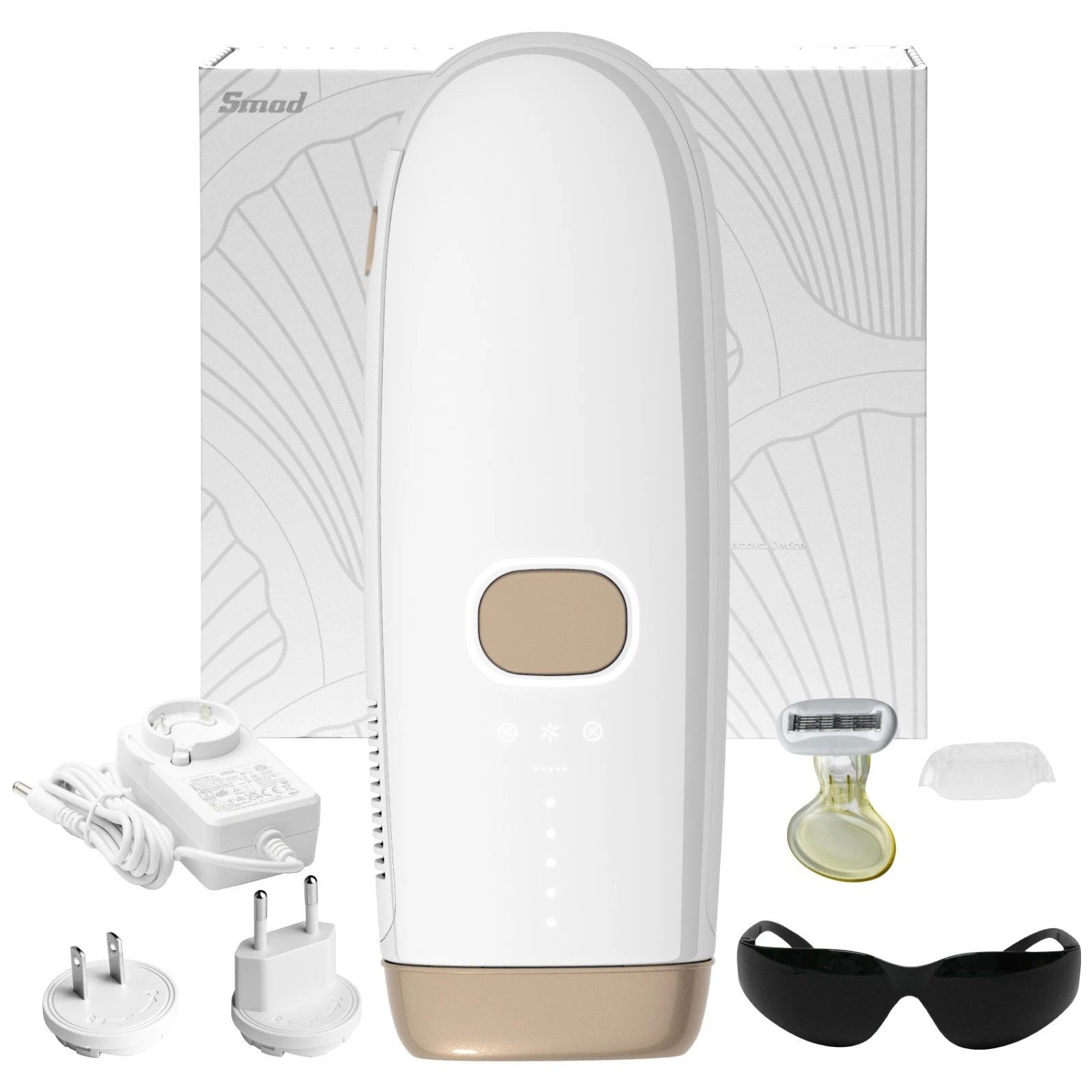 Smad IPL-Haarentferner DOIA-16JH2, 300000Intensitätsstufen Lichtimpulse, Komplettset: IPL-Gerät, Rasierer, Schutzbrille, Netzkabel, Verpackung, 300.000 Lichtimpulse,Dauerhafte Haarentfernung,Skin Sensor