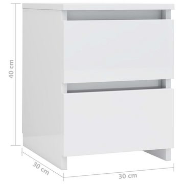 DOTMALL Nachttisch Nachttische 2 Stk. Hochglanz-Weiß 30×30×40 cm Holzwerkstoff
