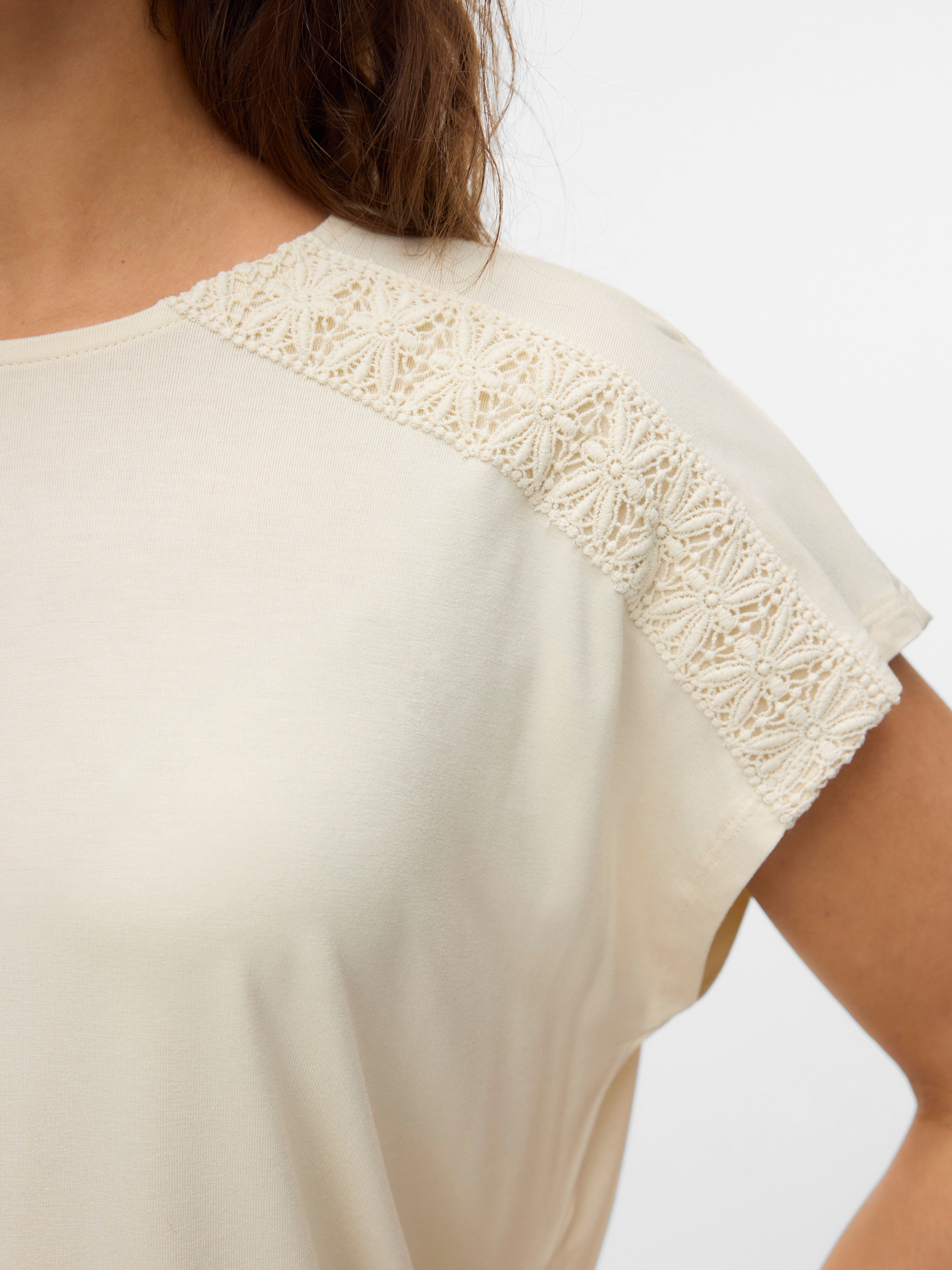 Vero Moda Kurzarmshirt VMGINA SS O-NECK TOP JRS GA Viskosemischung