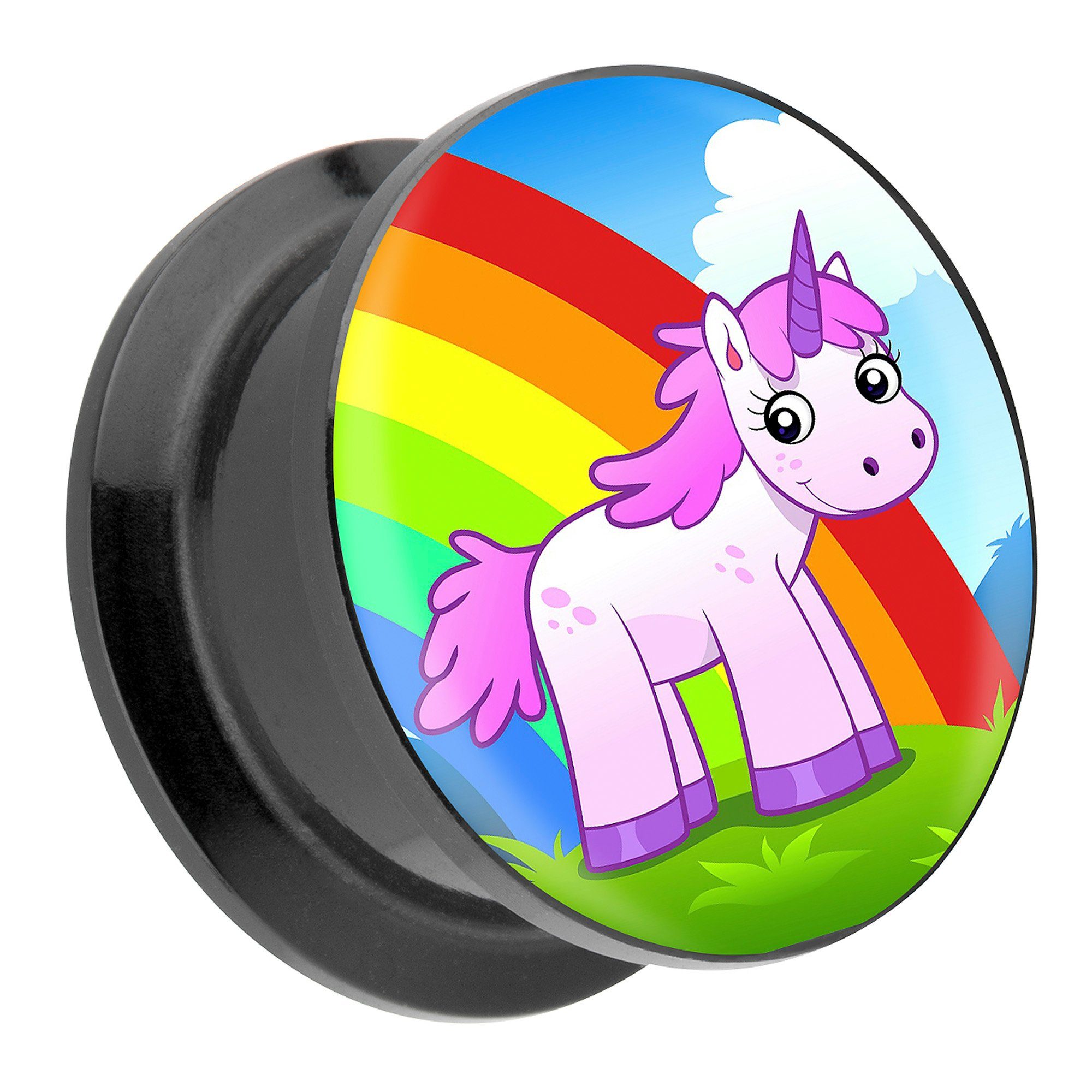 Plug Piercing Schraubverschluß Einhorn mit Regenbogen