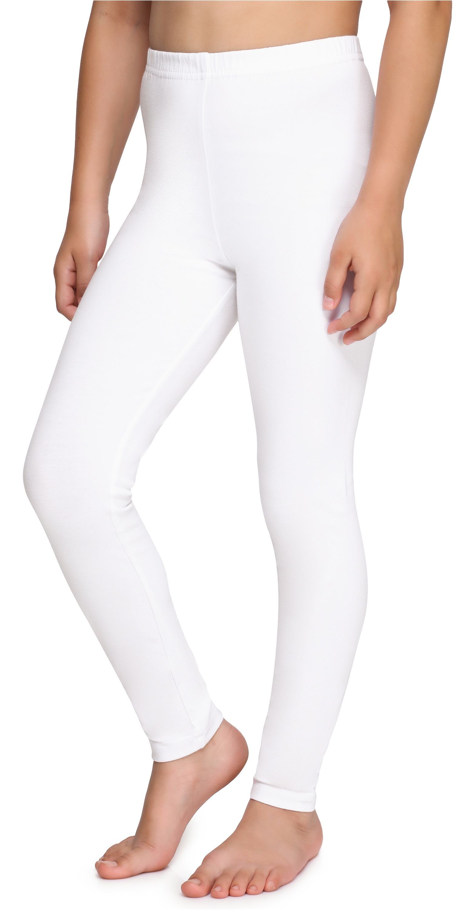 Weiß Lange Leggings Style (1-tlg) aus Merry MS10-225 Mädchen Leggings elastischer Baumwolle Bund