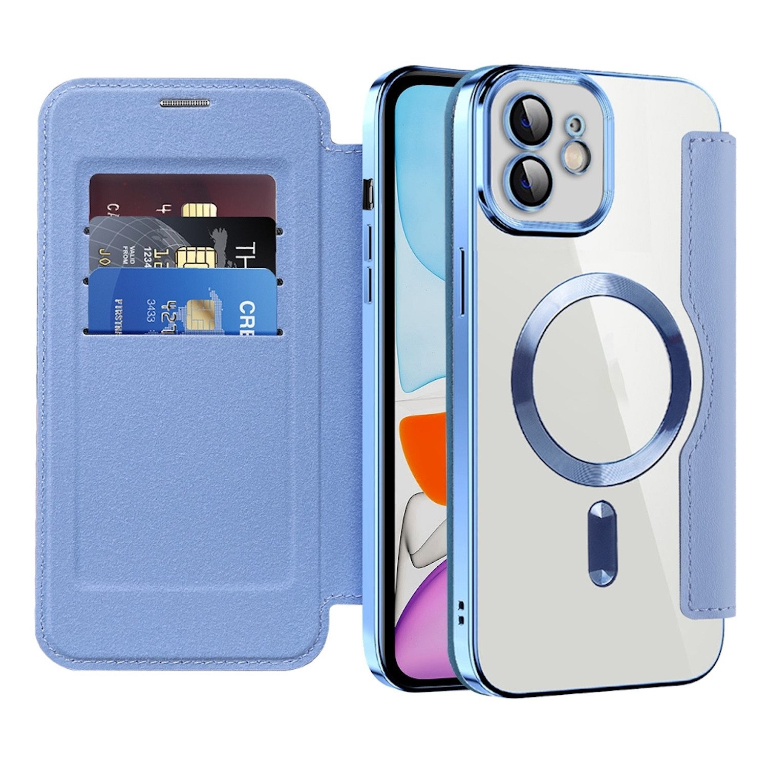 Wigento Handyhülle Für Apple iPhone 16 Pro Full Magsafe Kunstleder Schutz Hülle Rosa, Magsafe Kunstleder Schutzhülle mit RFID-Schutz und Ständer