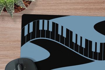 MuchoWow Gaming Mauspad Muster - Klavier - Blau - Jahre 20s (1-St), Mousepad mit Rutschfester Unterseite, Gaming, 40x40 cm, XXL, Großes