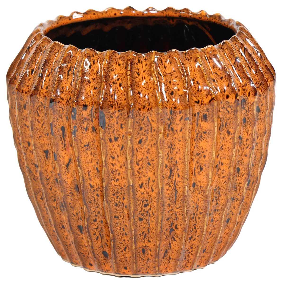 finehomegarden Blumentopf Topf Übertopf Keramik amber Ide Rib Ø16,5 H14cm + günstig online kaufen