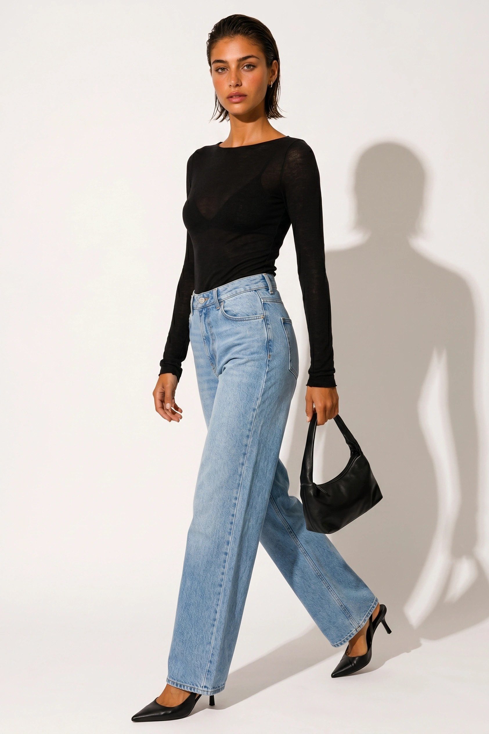 Blusentop Bootsausschnitt Langarm Feine Bluse