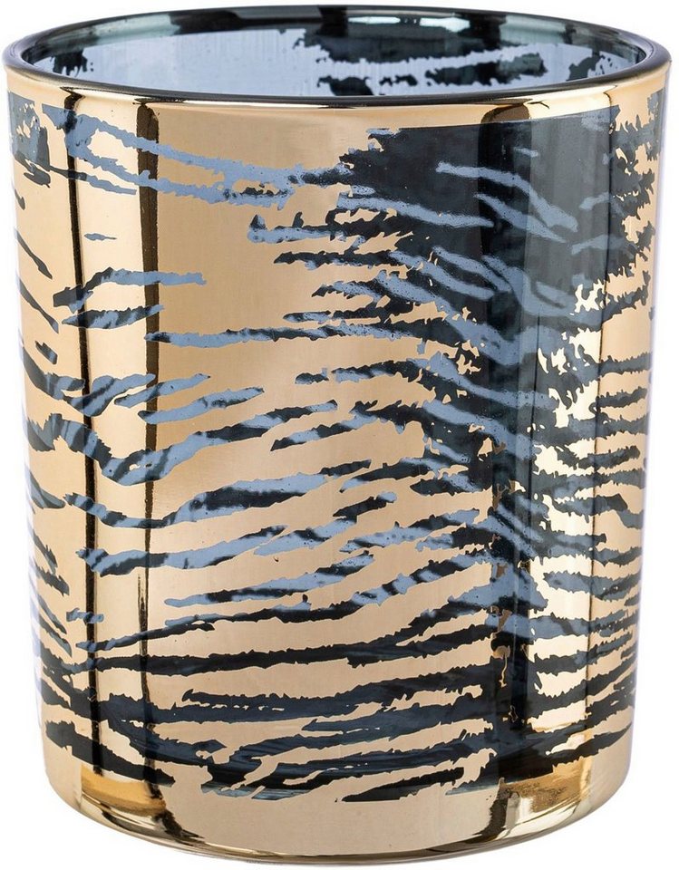 Creativ home Windlicht Kerzenhalter LEOPARD (Set, 4 St), Teelichthalter aus  Glas