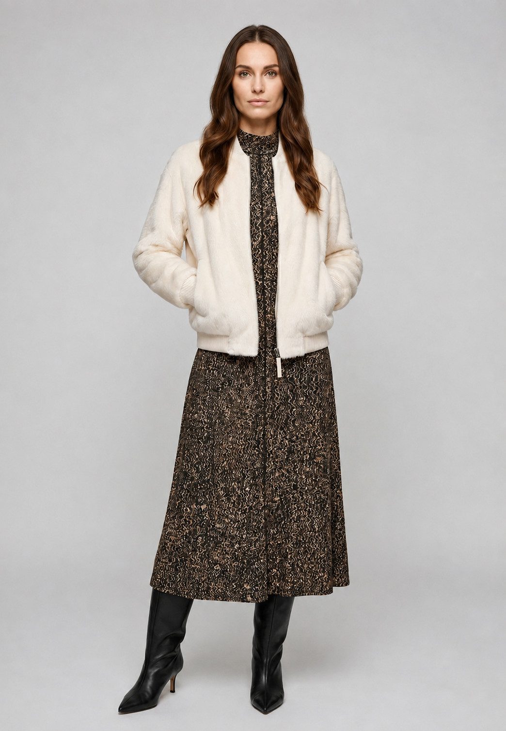 MARC AUREL Blouson mit Rippstrickkragen