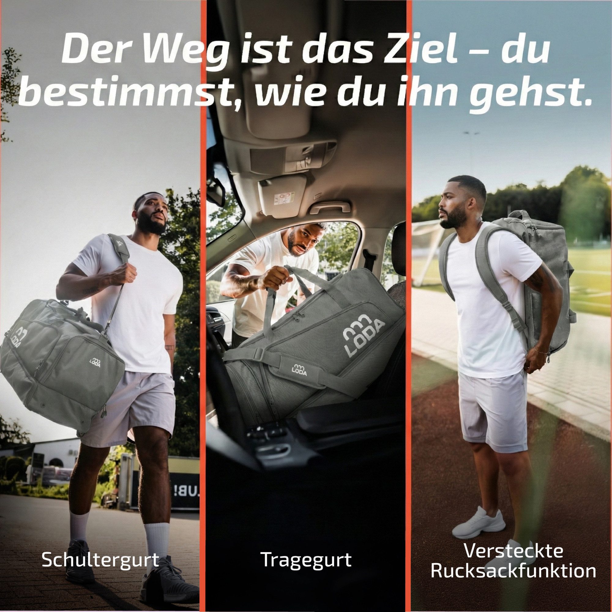 LODA sports Sporttasche team 68L - Trainingstasche mit Rucksackfunktion & Schuhfach, 65 cm (L) x 30cm (B) x 35cm (H), 68 Liter Volumen