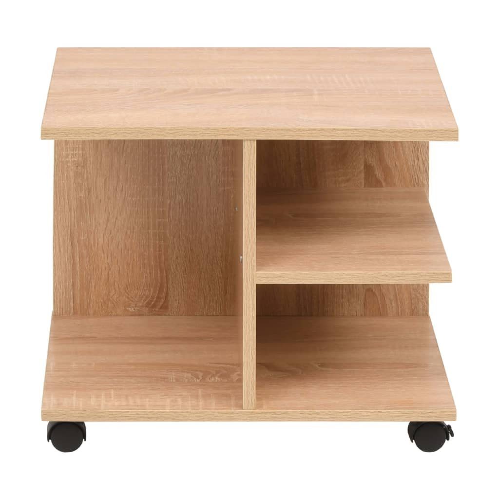 mit furnicato Beistelltisch 50×35×42 Rollen Bücherregal cm Eichenbraun