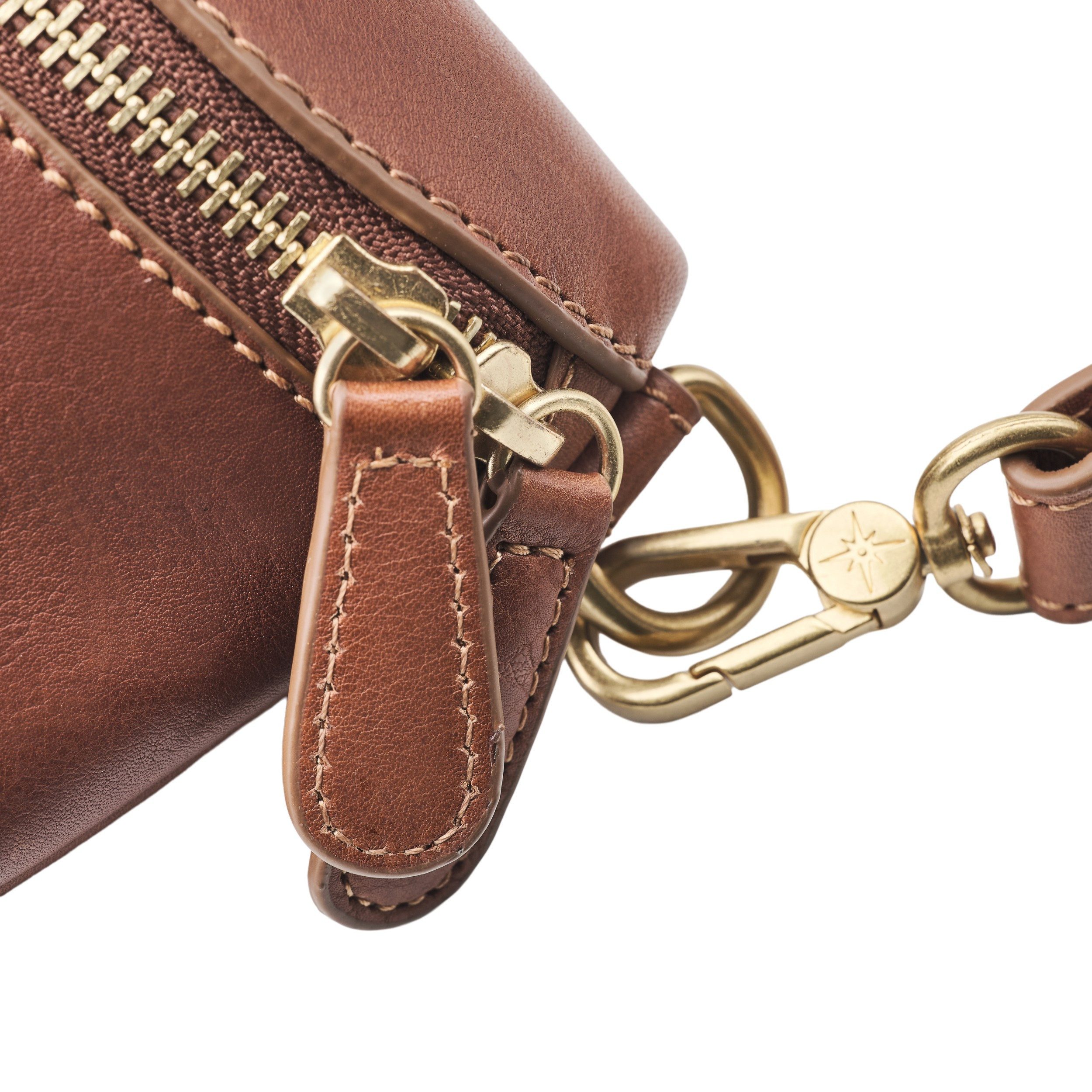 DRAKENSBERG Bauchtasche »Frida« Kastanien-Braun, Damen Sling Bag aus Rindsleder, klein, minimalistisch, für jeden Tag