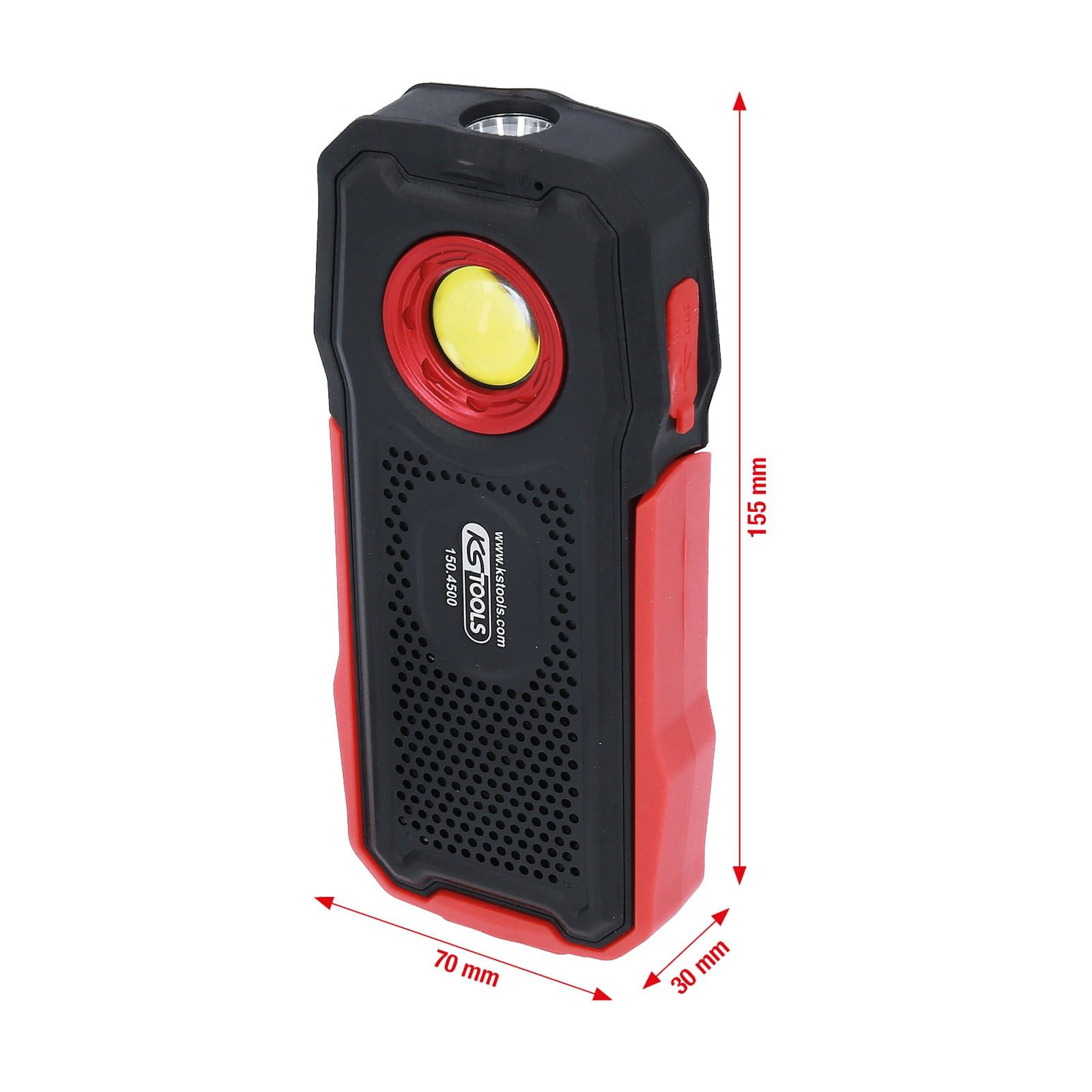KS Tools Baustrahler KS TOOLS Mobile Werkstatt-Handlampe 500 Lumen mit Bluetooth Lautsprech