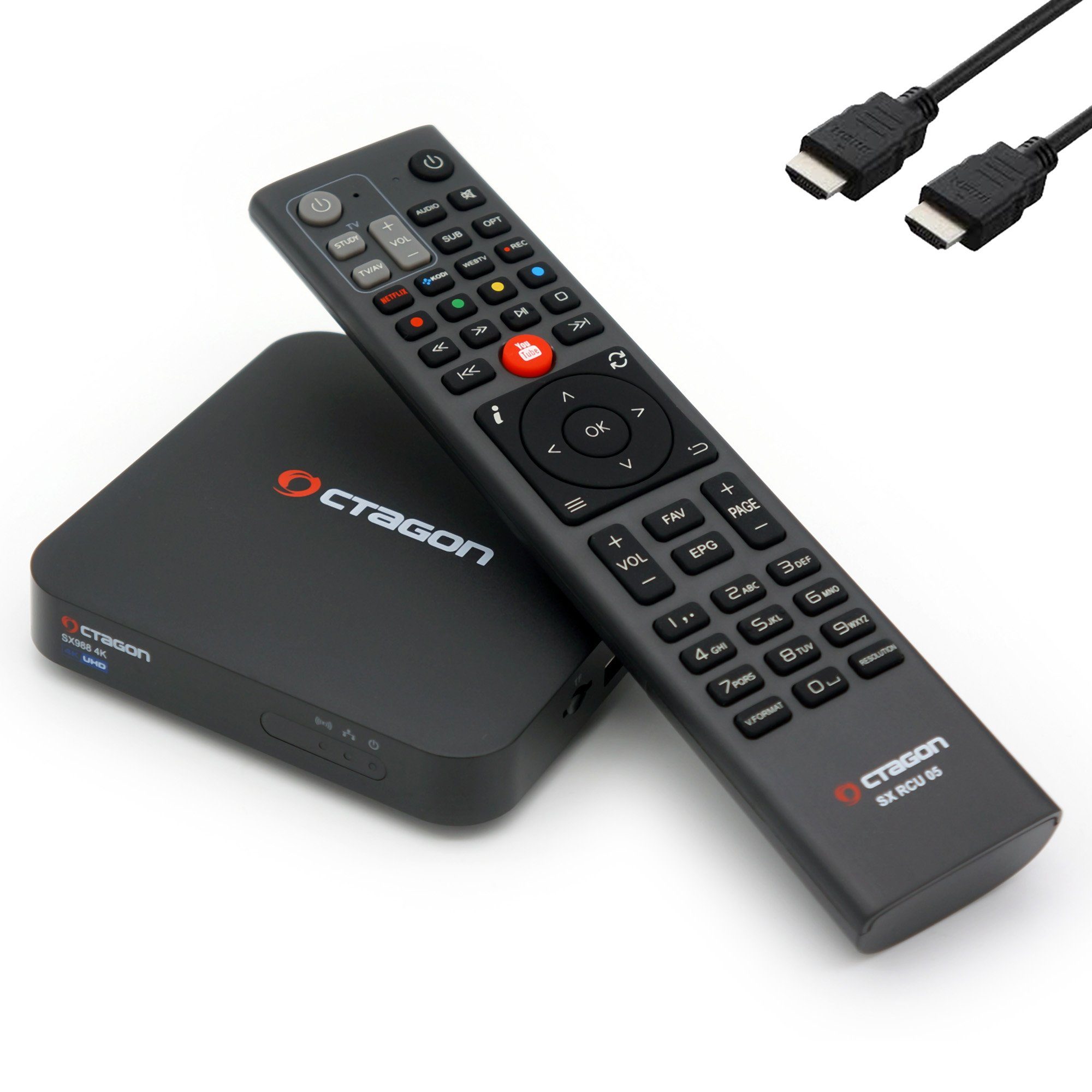 OCTAGON Streaming-Box SX988 4K UHD IP H.265 HEVC IPTV Smart TV Set-Top Box, IPTV Support, Media Player, YouTube, Sat to IP Support von OCTAGON