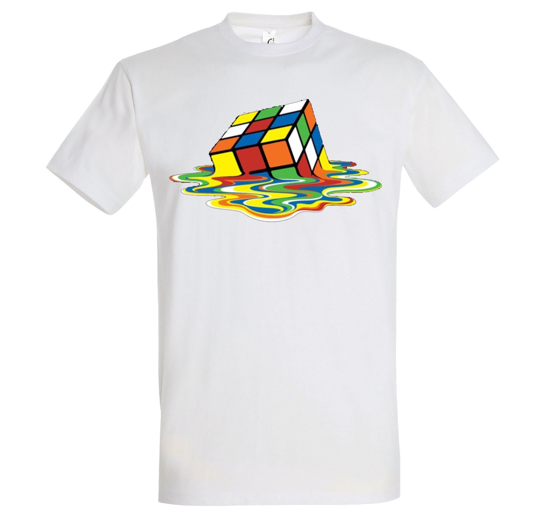 Youth Designz T-Shirt Zauberwürfel Herren Shirt mit witzigem Frontprint Weiß