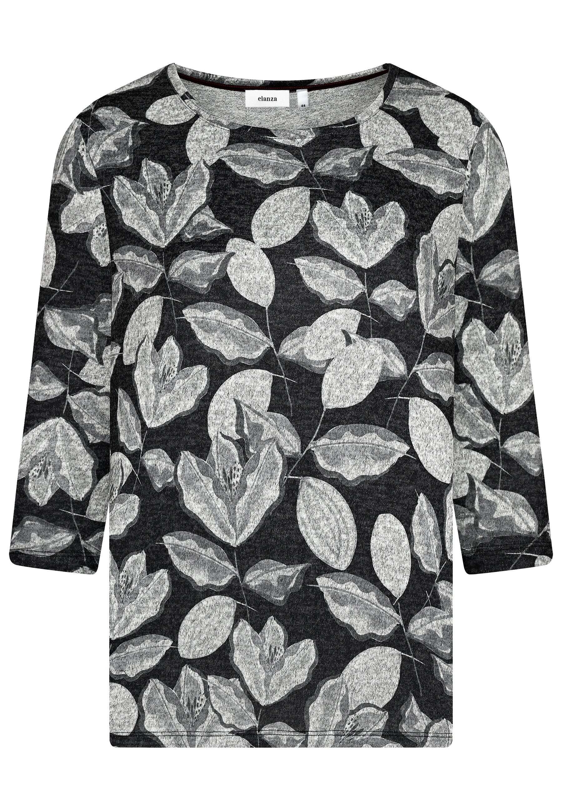elanza T-Shirt Shirt mit floralem Print in Anthrazit/Hellgrau (1-tlg)