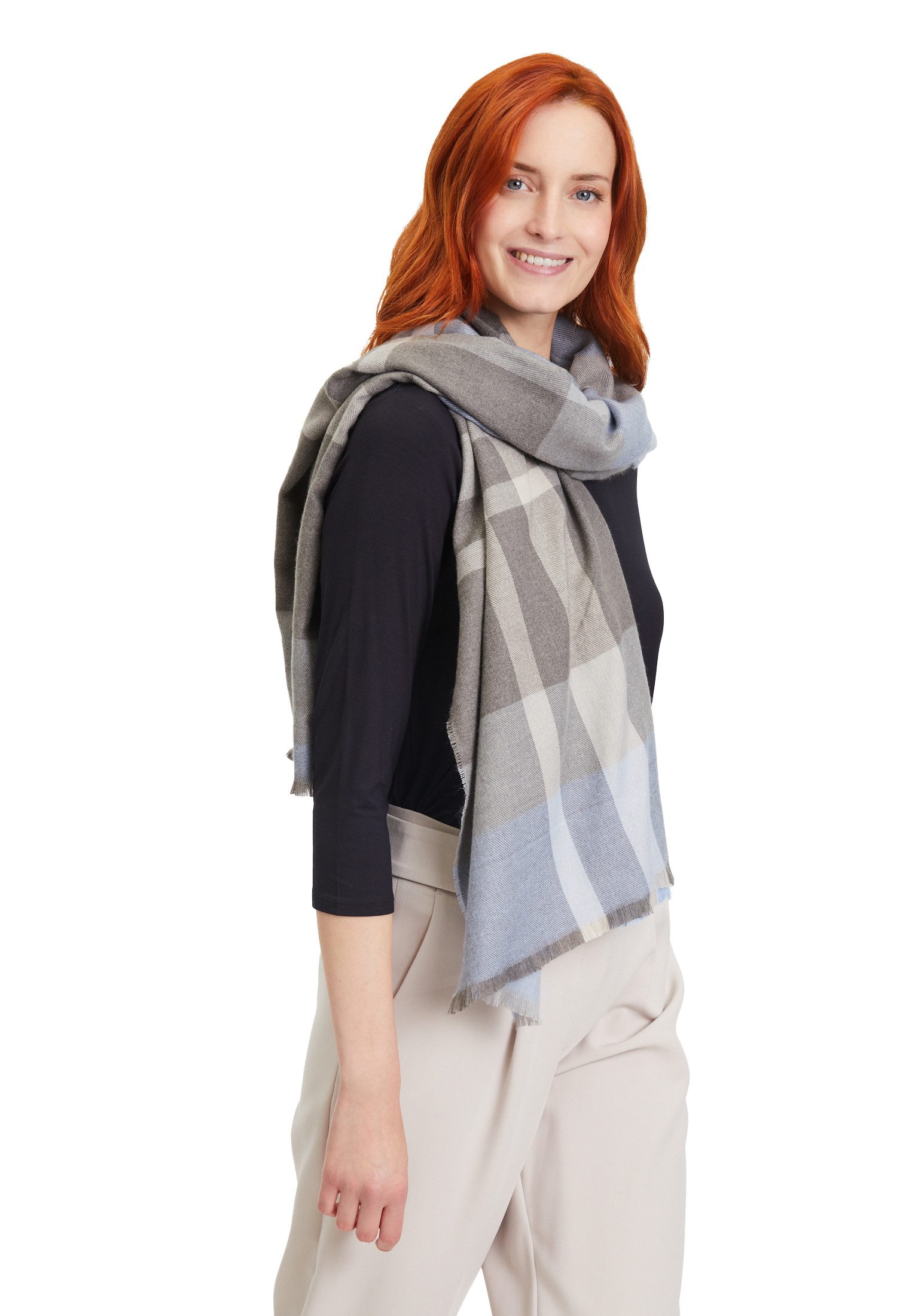Betty Barclay Karotuch Betty Barclay Karo-Schal mit Fransen, Material