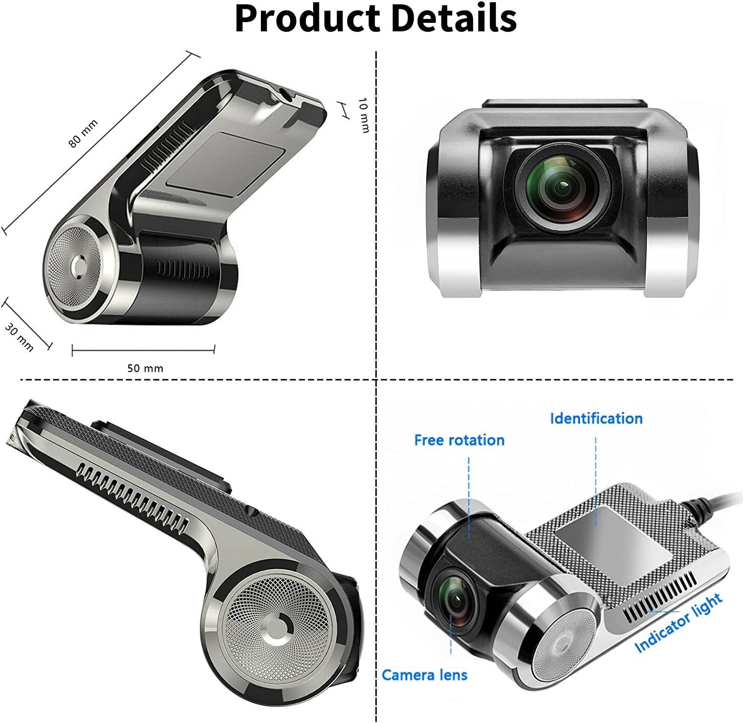 GABITECH für Dashcam alle radios USB Dashcam Kamera Android HD DVR Kamera Recorder