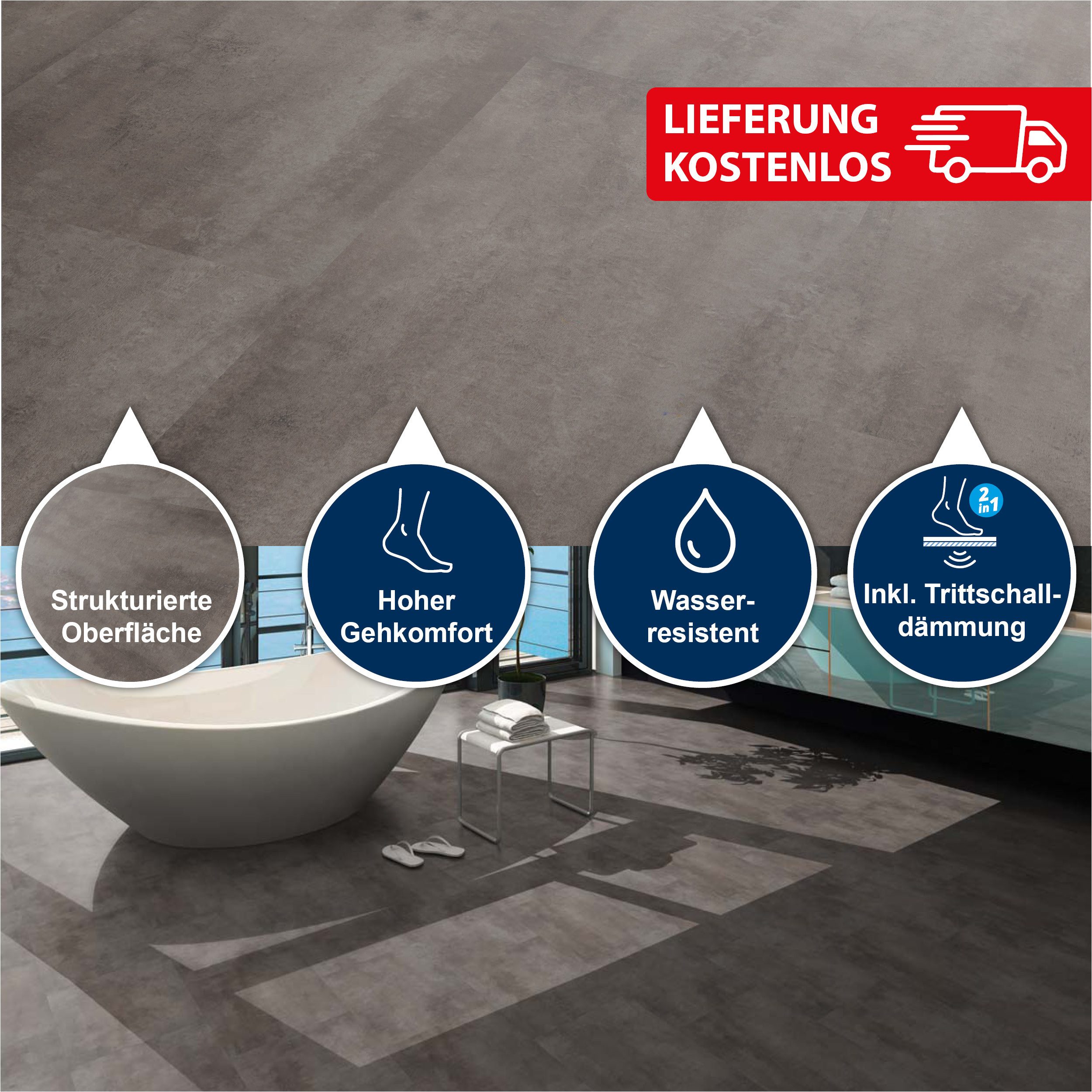 Strong SPC Designboden Handmuster Premium Klick-Vinylboden inkl. Trittschalldämmung, Handmuster / Farbmuster, Versandkostenfreie Lieferung, Inkl. Trittschalldämmung, Wasserfest und mit Klicksystem