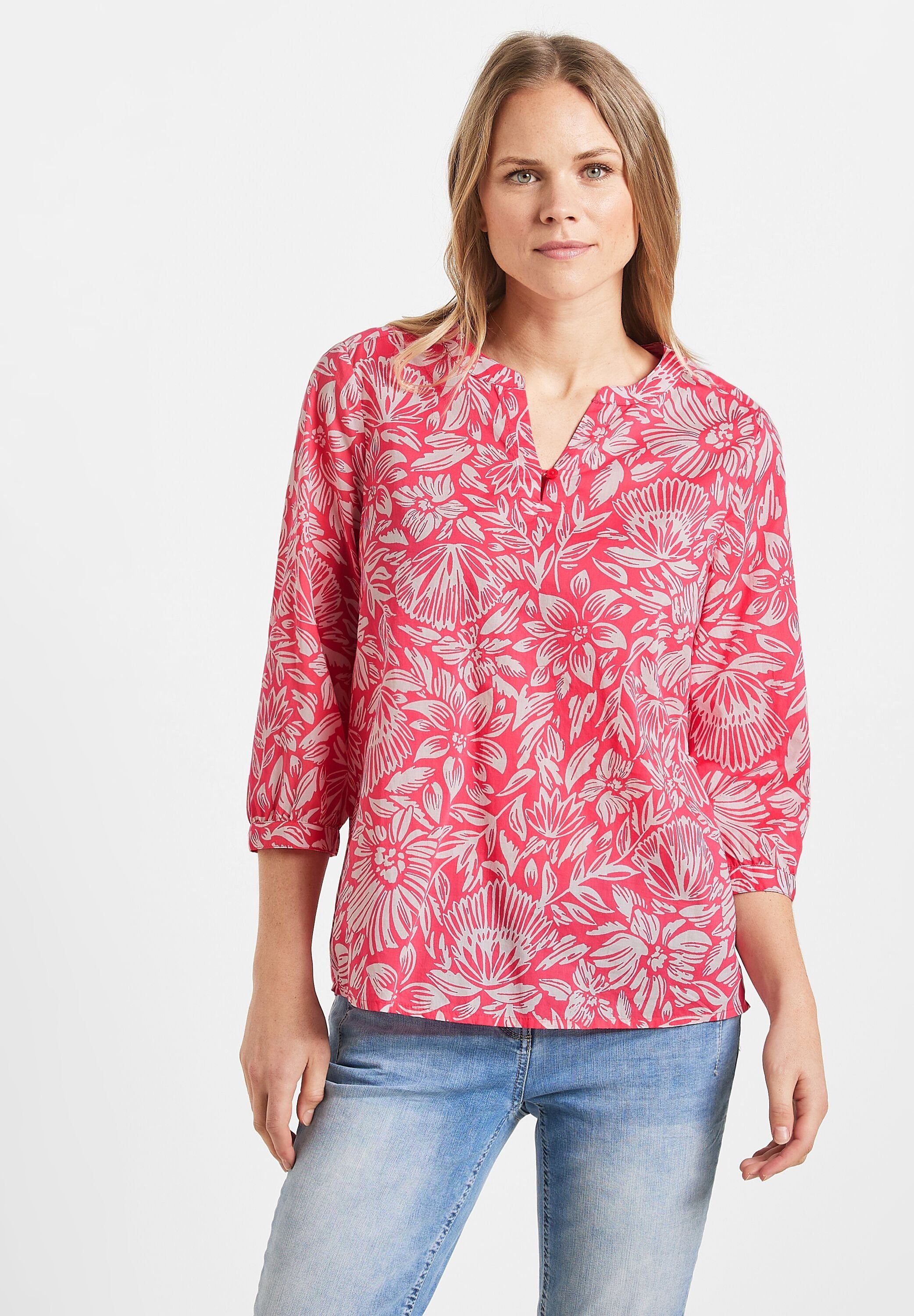 Klassische Bluse Cecil leichte Print Baumwollbluse in Strawberry Re