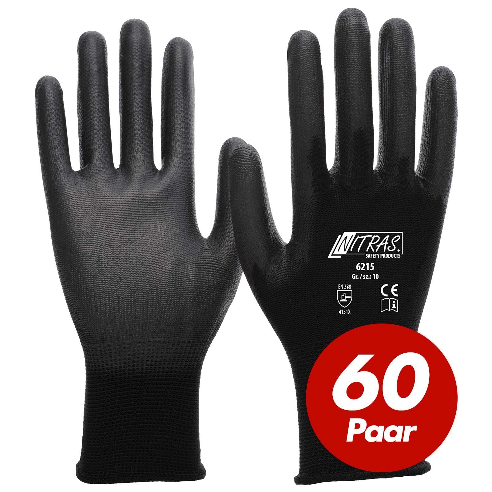 Nitras Nitril-Handschuhe 6215 Nylon Strickhandschuh, Schutzhandschuhe - VPE 60 Paar (Spar-Set)