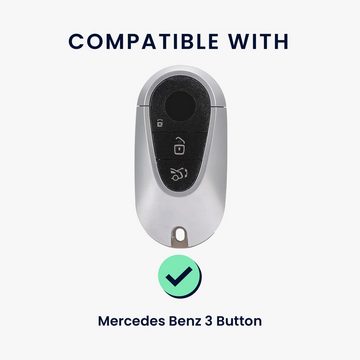 kwmobile Schlüsseltasche Hülle für Mercedes Benz 3-Tasten Smart Autoschlüssel (1-tlg), Schlüsselhülle mit Key Ring Anhänger - Cover Gold Schwarz