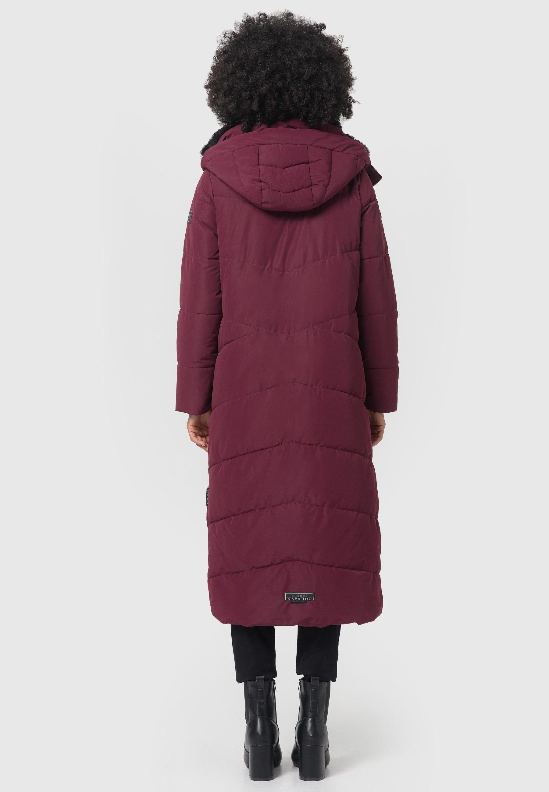 Navahoo Steppmantel Hingucker XIV Damen Wintermantel mit abnehmbaren Kunstfellkragen