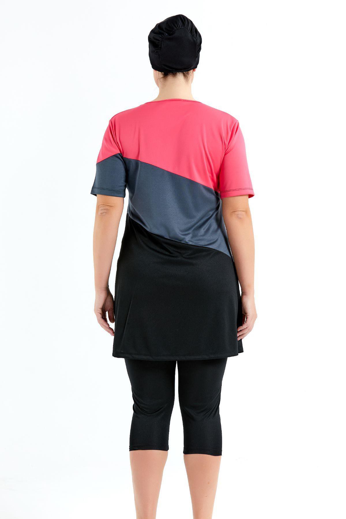C&CITY Badeanzug Übergröße Kurzarm Leggings Halbbedeckter Bescheidener Badeanzug – Bild 2 von 3