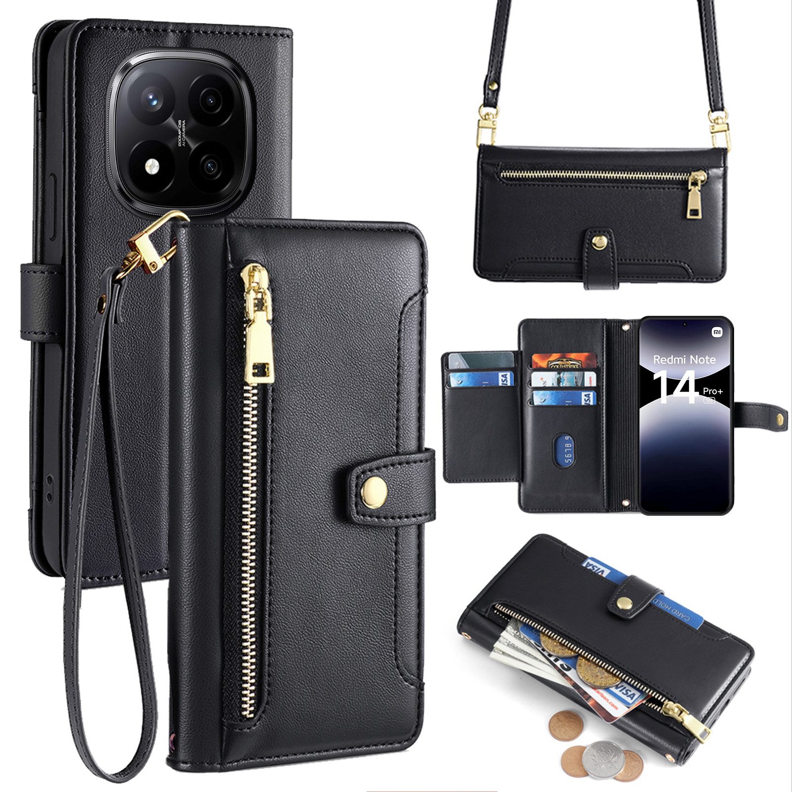 betterfon Handykette mit Portemonnaie für Redmi Note 15 Pro+ - Hülle mit 2 Ketten, Hände frei – mit Silikonhülle & Schnur für flexiblen Alltag