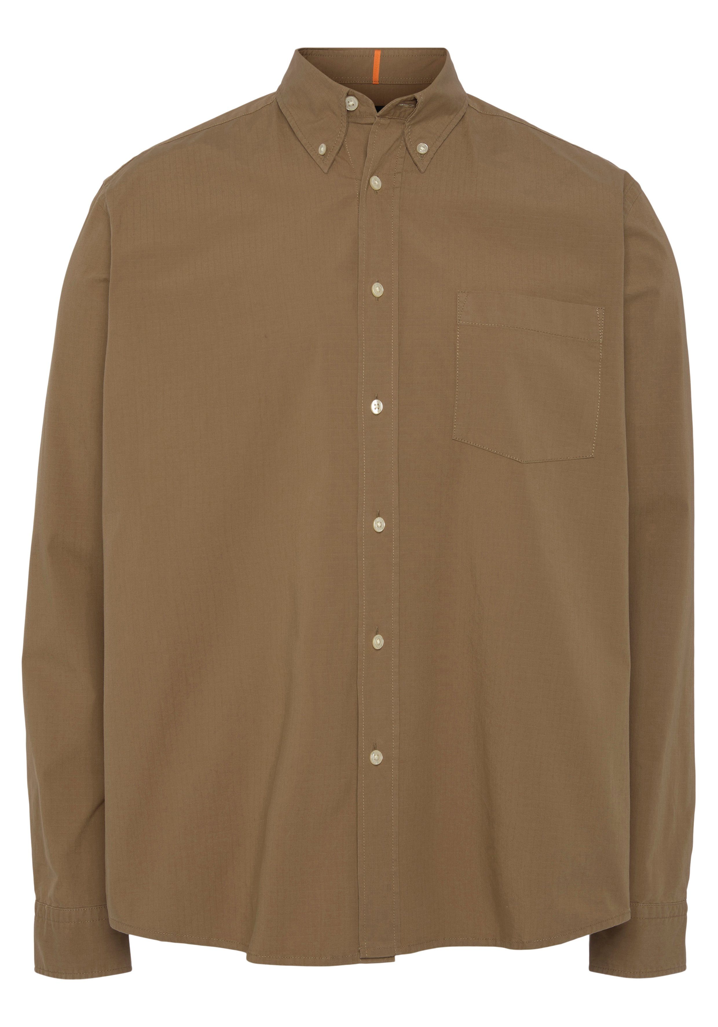 BOSS ORANGE Langarmshirt mit Brusttasche beige