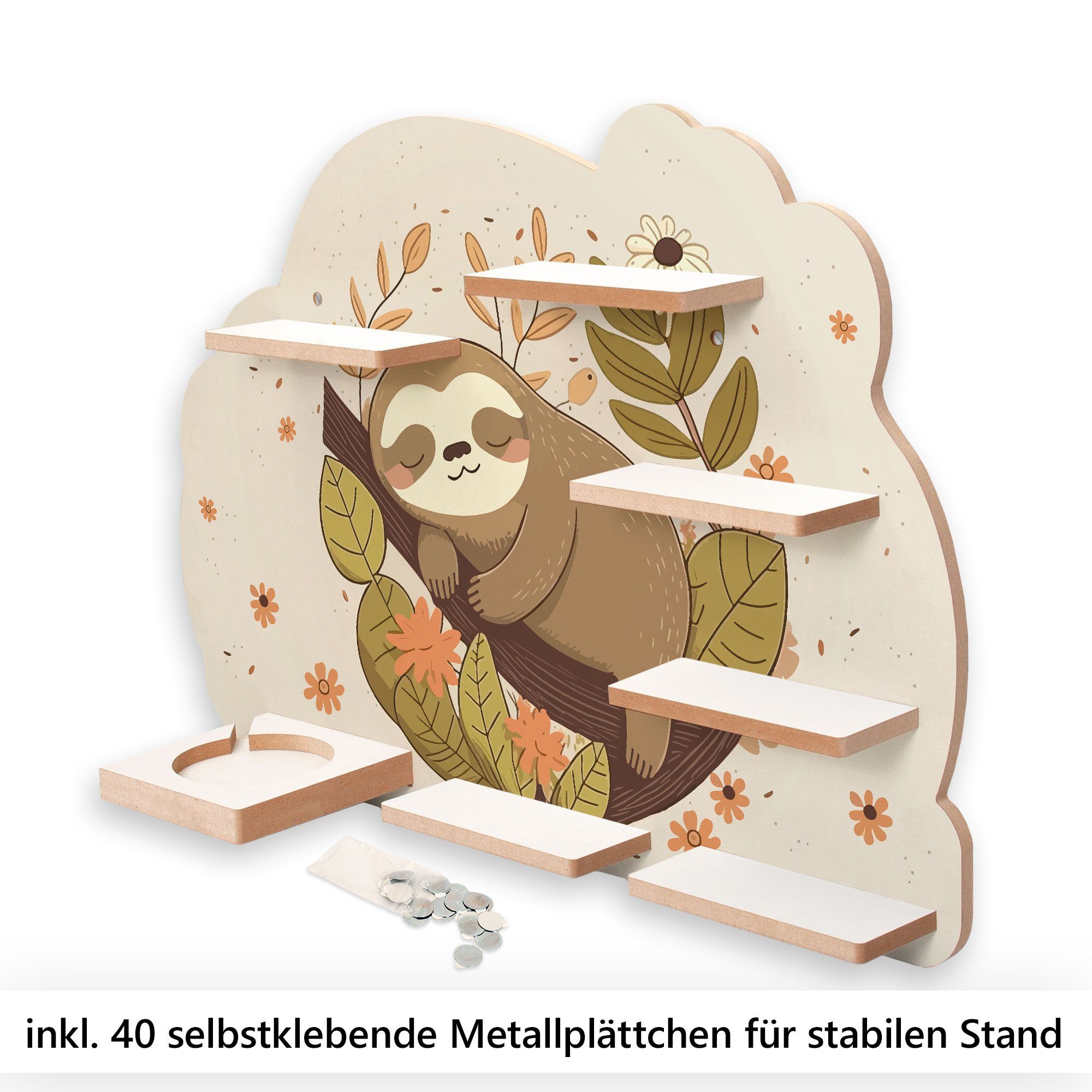 Kreative Feder Wandregal MUSIKBOX-REGAL Träumendes Metallplättchen TONIE-BOX für und TONIES Faultier, 40 inkl