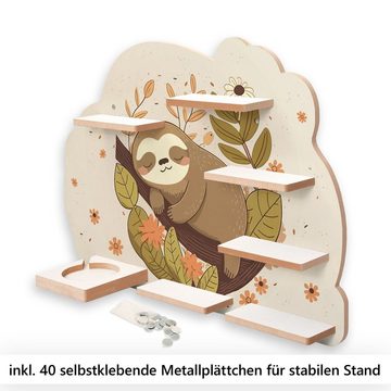 Kreative Feder Wandregal MUSIKBOX-REGAL Träumendes Faultier, für TONIE-BOX und TONIES inkl. 40 Metallplättchen