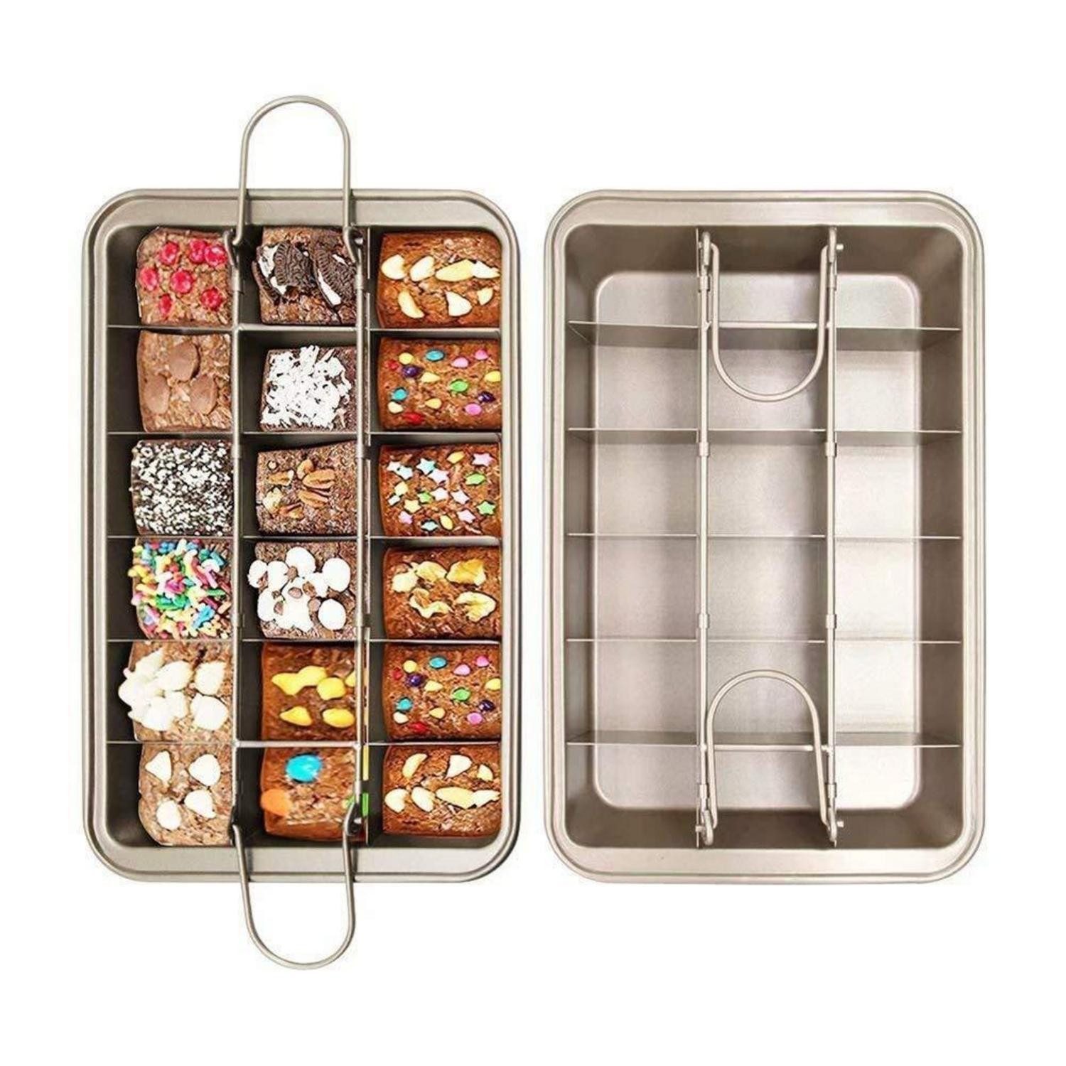LuxusKollektion Backblech Brownie-Backform mit Trennwaenden 31x20cm, Metall, (1-St)