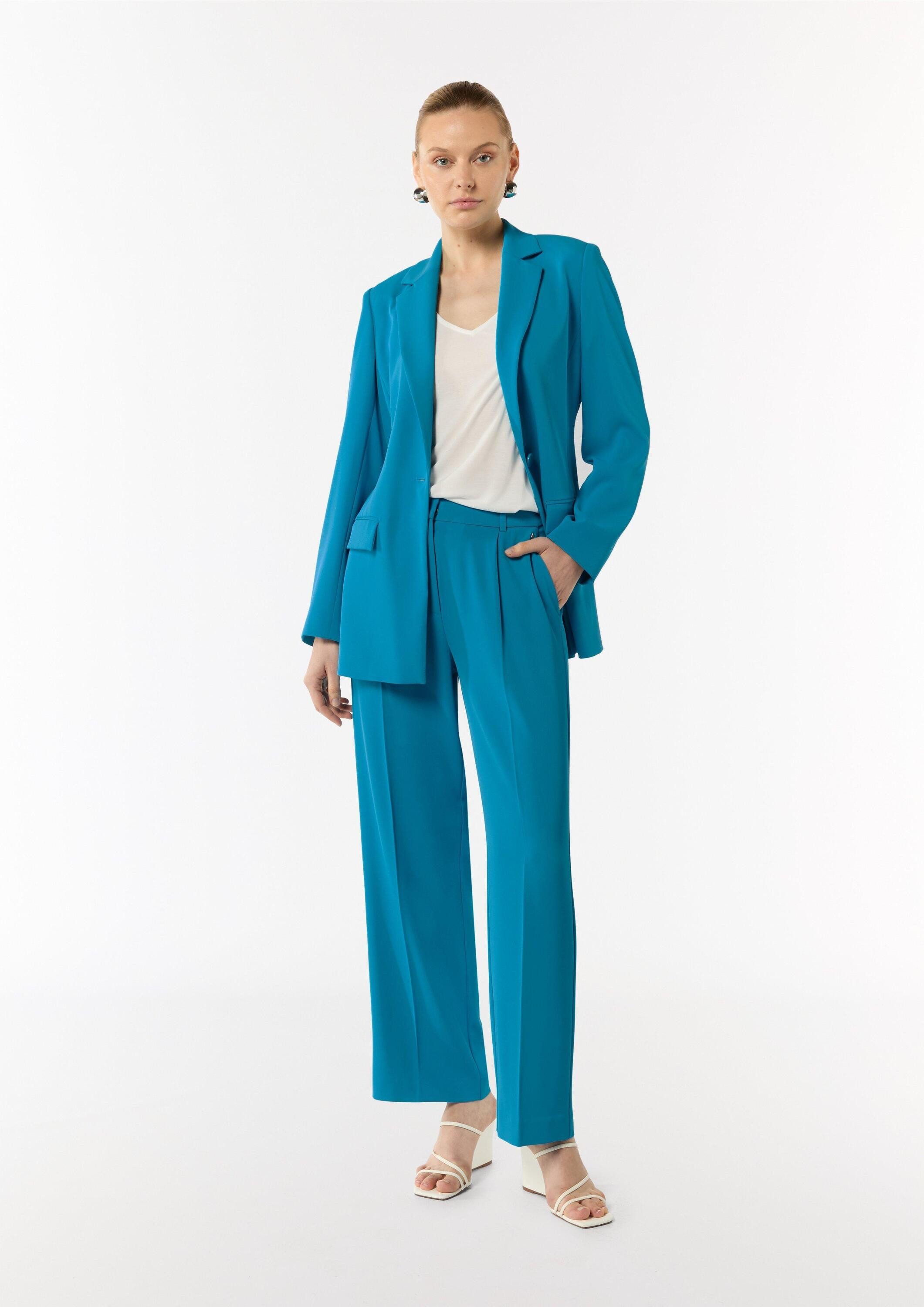 comma Chinos Hose Fließende Wide-Leg-Hose mit Bügelfalten