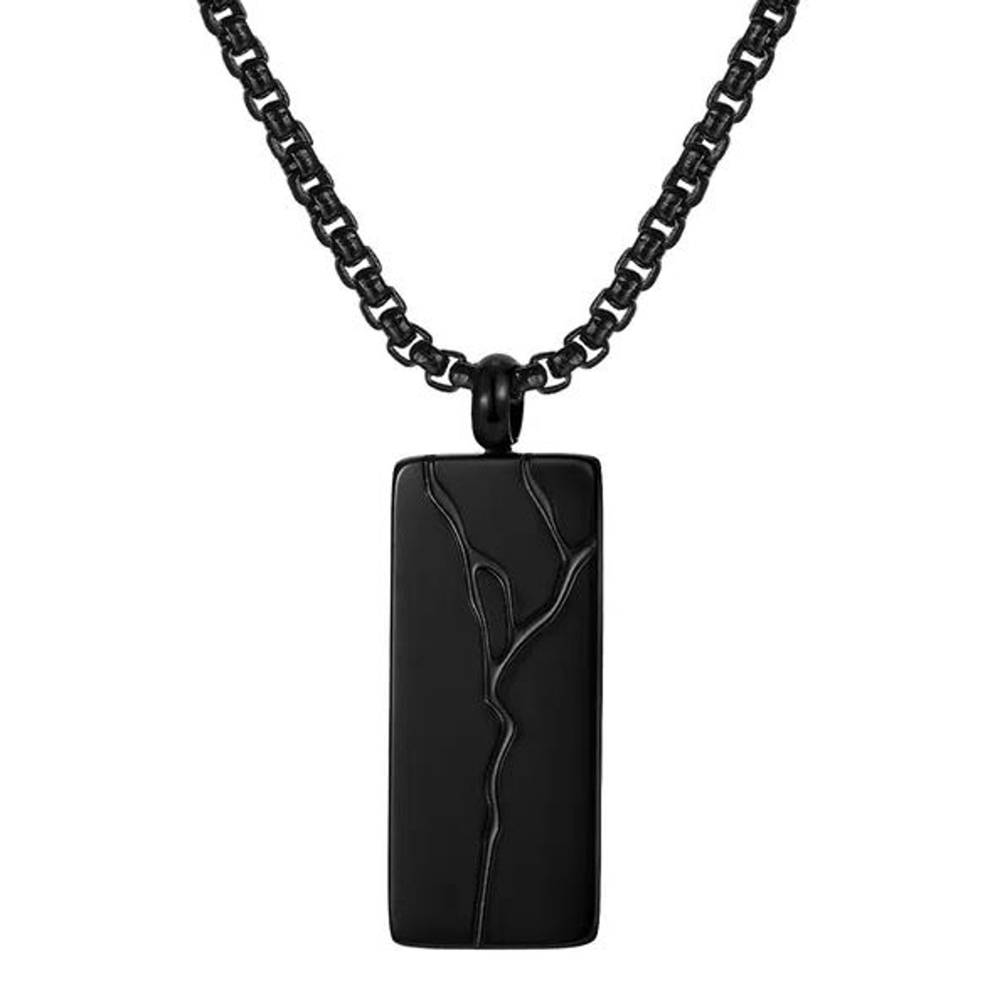 Kette mit Anhänger Halskette Silber od. Schwarz Herren Edelstahl 50 cm