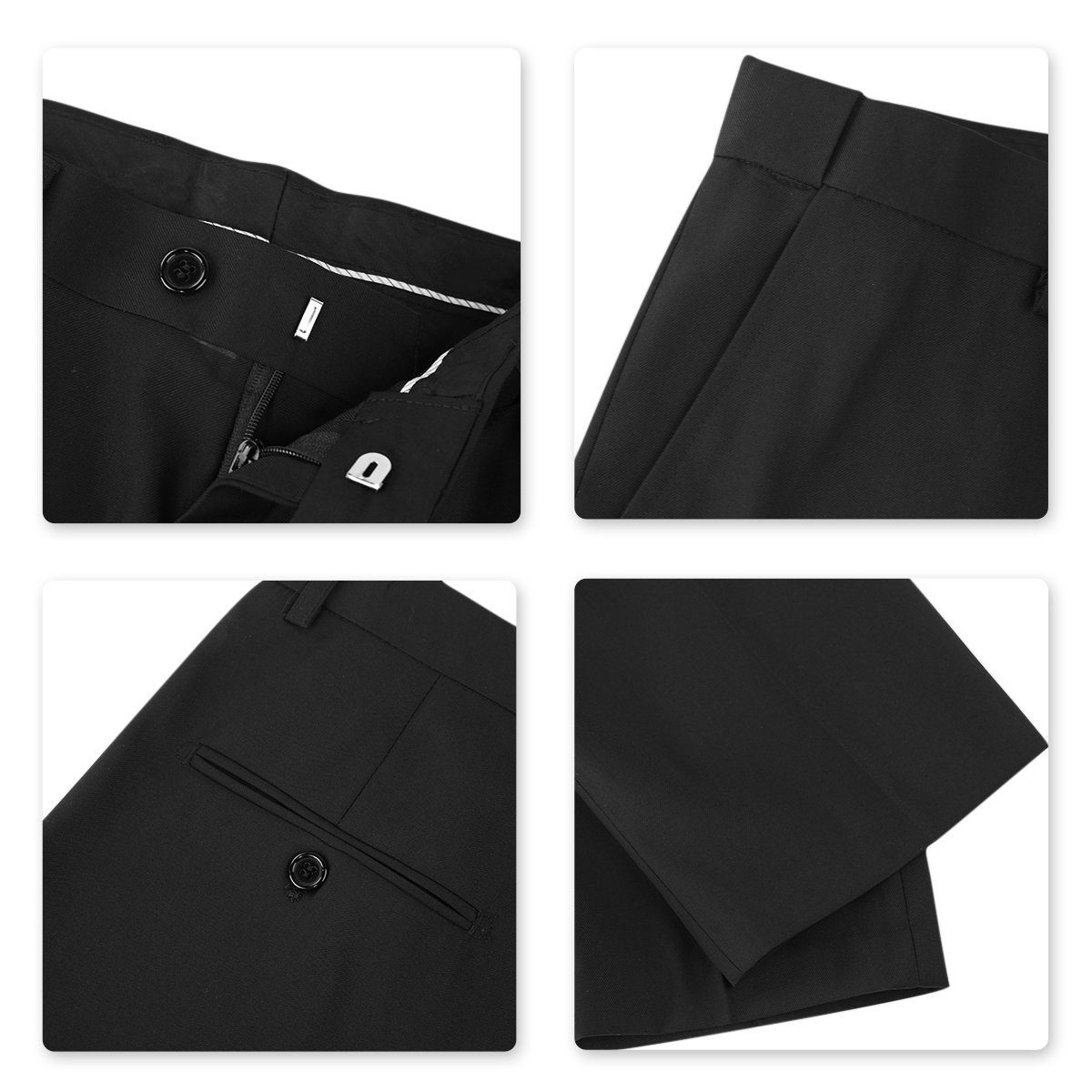 Hose) (3 Slim Fit Weste XY03-3P Anzug Herrenanzug für Allthemen Schwarz & tlg, & Business Sakko
