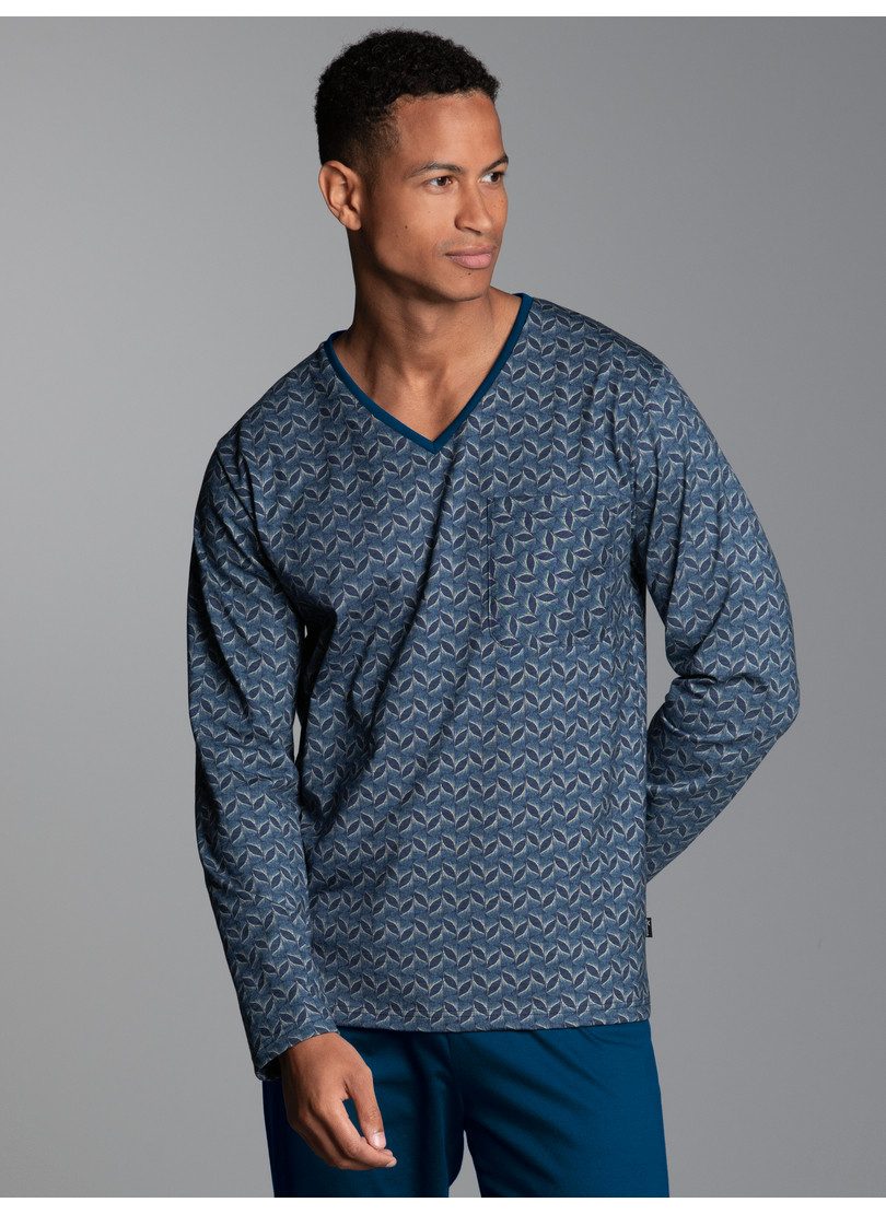 Trigema Schlafanzug TRIGEMA Pyjama-Oberteil mit Allover-Blätter-Print (1 tlg)
