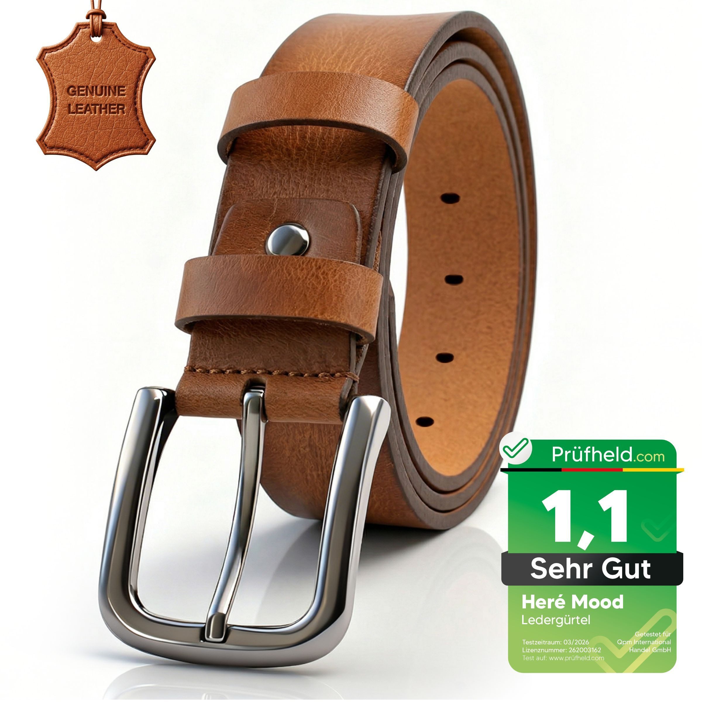 herémood Ledergürtel Gürtel Herren 4cm breit Ledergürtel Jeans Premium Geschenke für Männer (100 % Echtleder Gürtel handgefertigt, hochwertig verarbeitet, kürzbar, 1-St., Cognac 130 cm – 4 cm breit – echtes, robustes Büffelleder, langlebig) Ledergürtel Herren Cognac – robust & edel, ideales Herrengeschenk