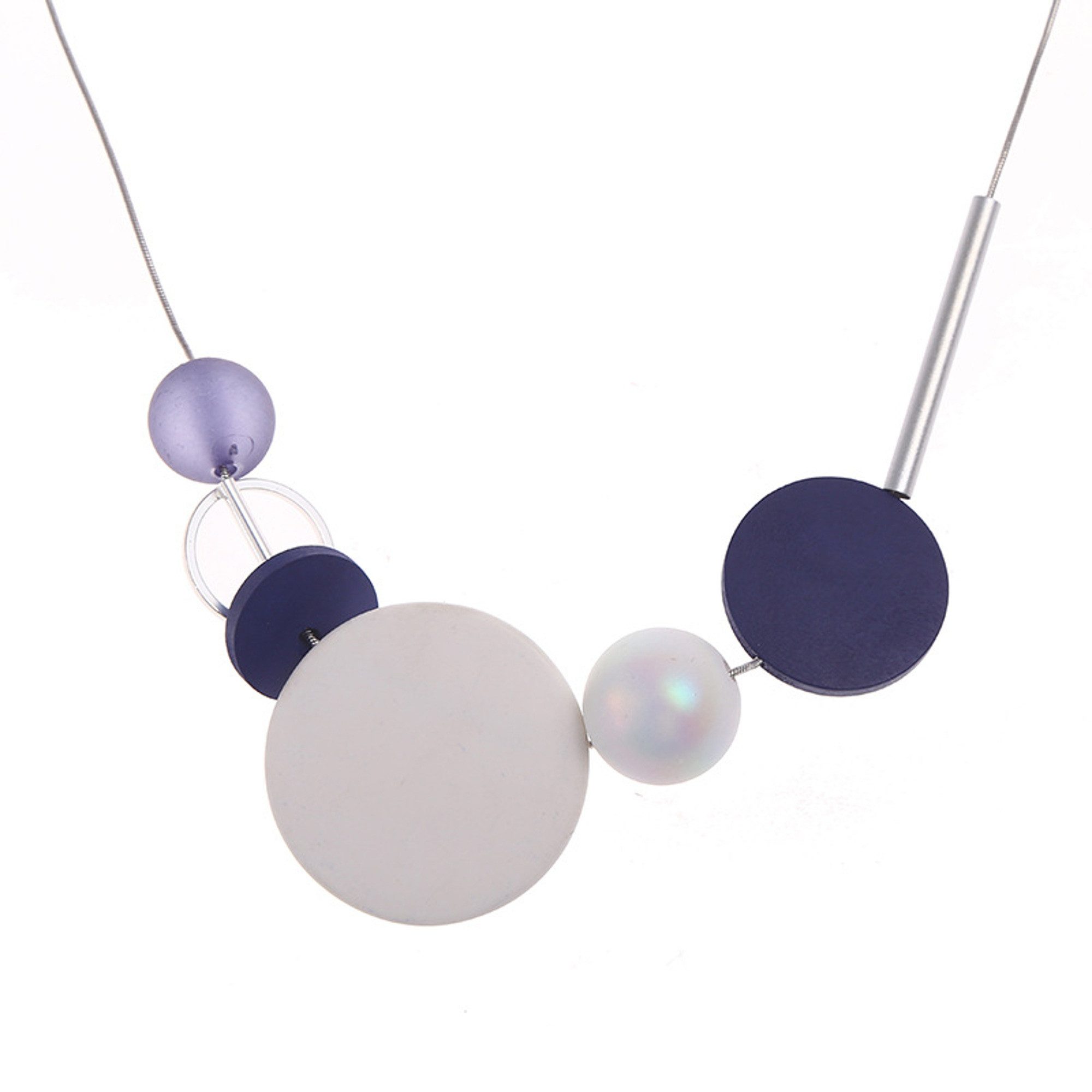 KARMA Statementkette Halskette Damen Holz 50 cm Rot Schwarz Blau Rosa od. Gelb (Damenhalskette Holzkette Statementkette modern, Kette Schmuck für Frauen verstellbar)