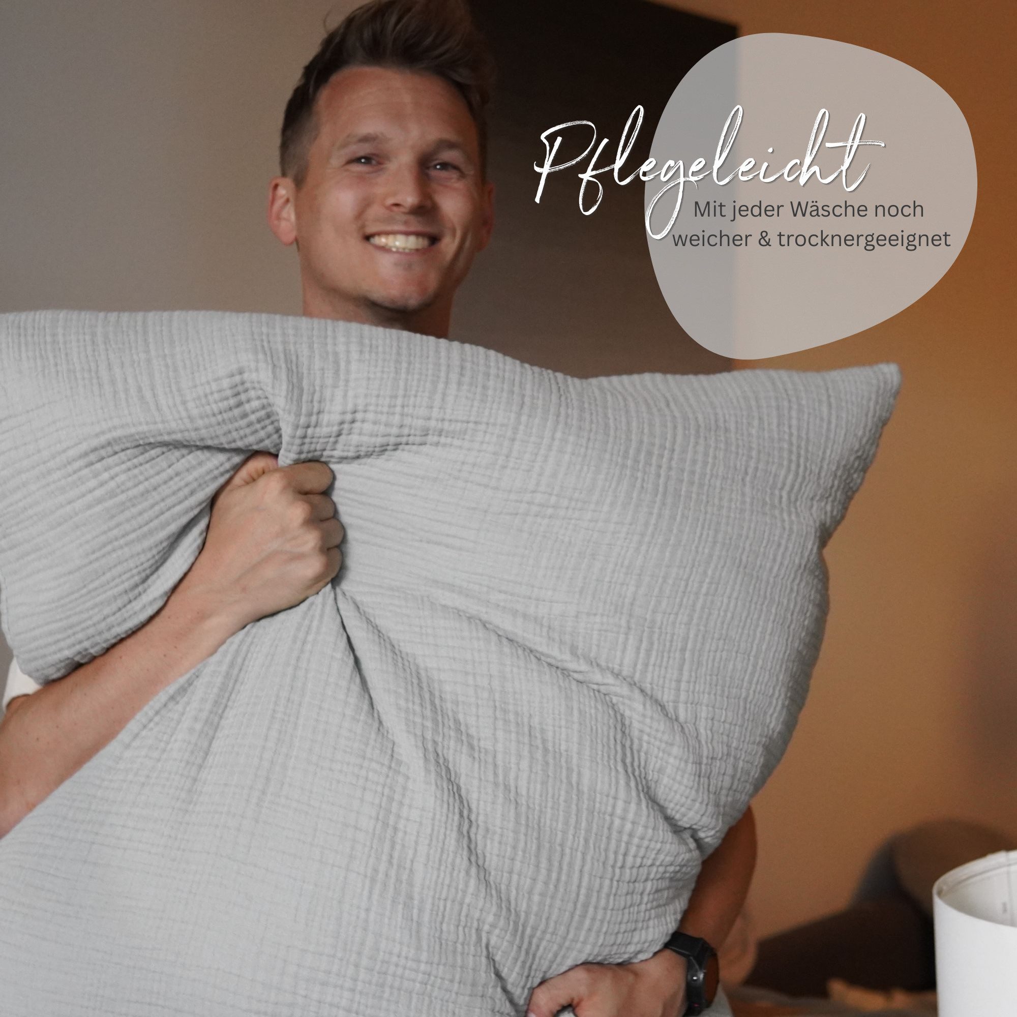 blanketino Bettwäsche Bettbezug Set aus 100% Musselin Bio-Baumwolle, atmungsaktiver Kissenbezug & Deckenbezug, Musselin, Made in Germany