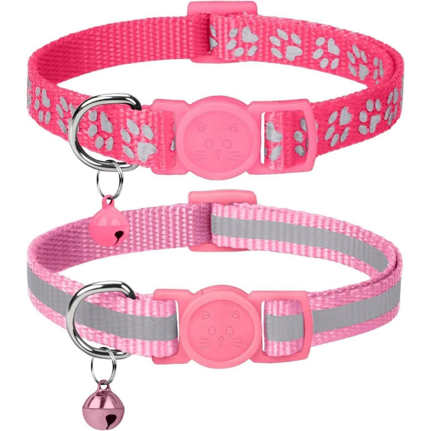 LuxusKollektion Katzen-Halsband Katzenhalsband Reflektierend 19-32 cm (2er Pack) Rosa