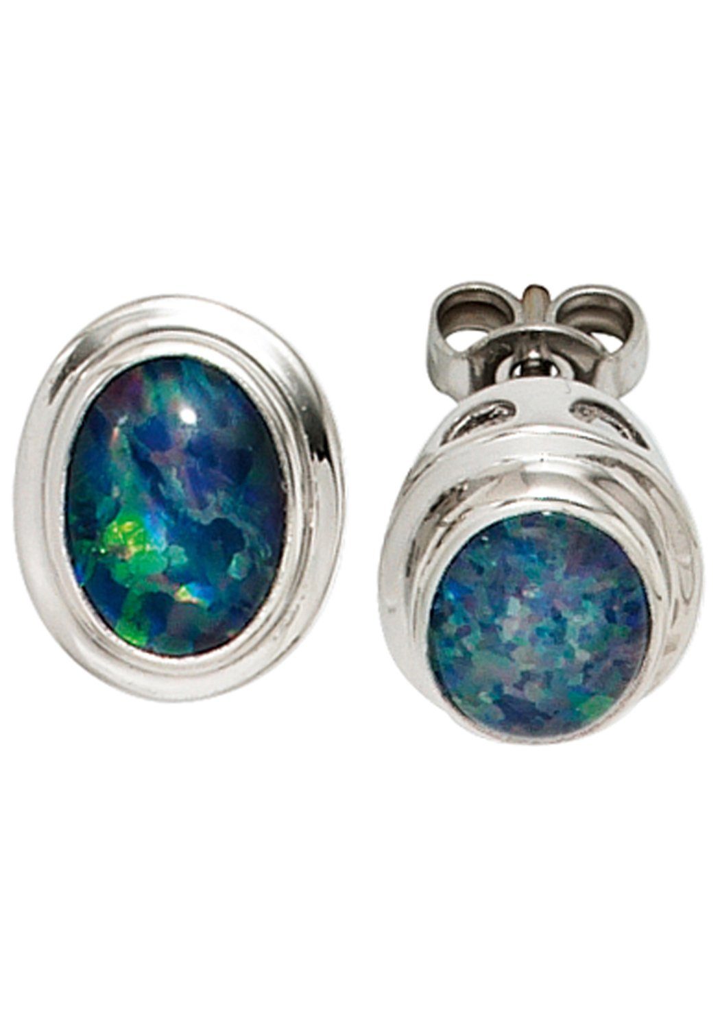 JOBO Paar Ohrstecker, oval 585 Weißgold... JOBO Paar Ohrstecker, oval 585 Weißgold...