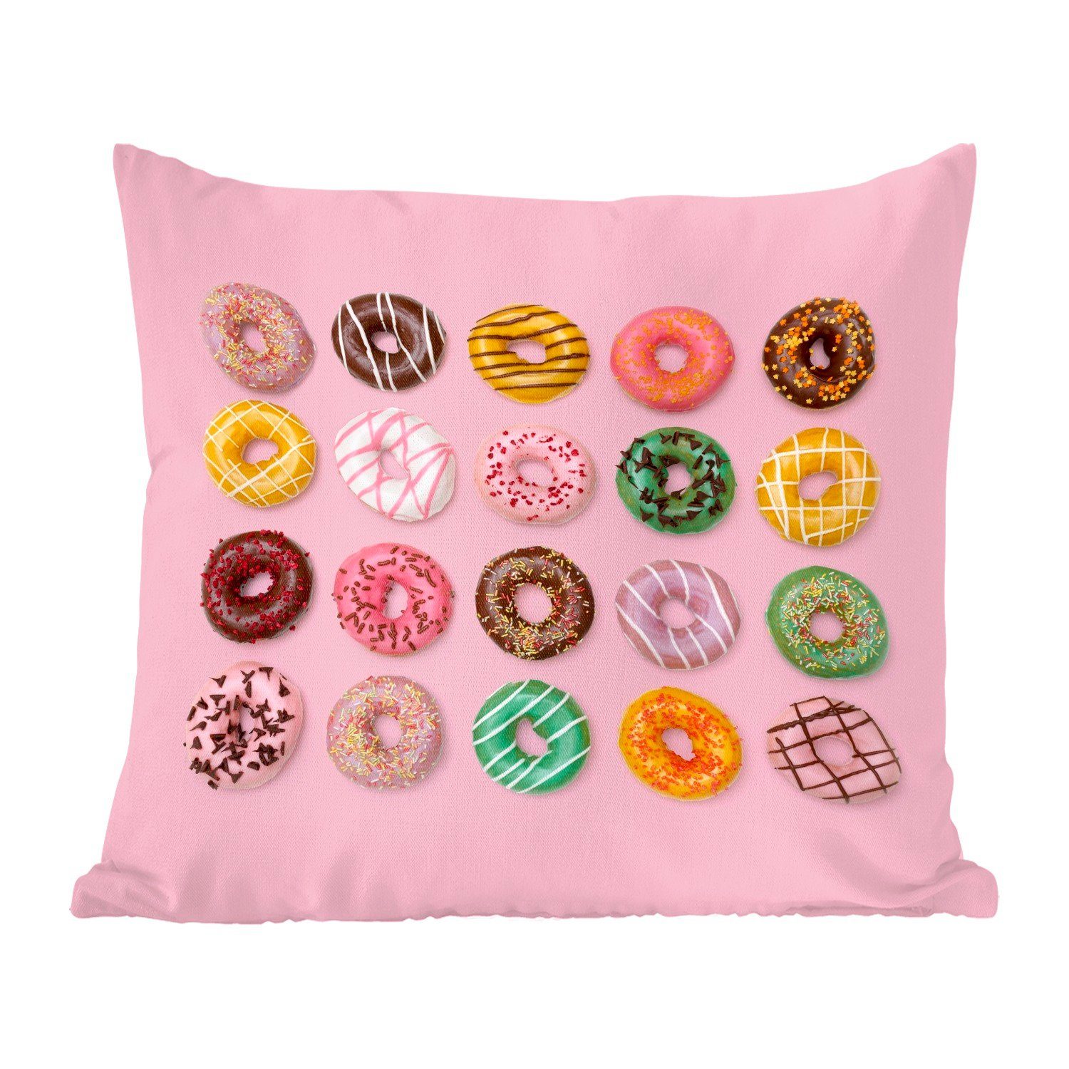 MuchoWow Schlafzimmer, Donuts Wohzimmer, Füllung Hintergrund, für Bunte Zierkissen mit rosa auf Deko, Dekokissen Sofakissen