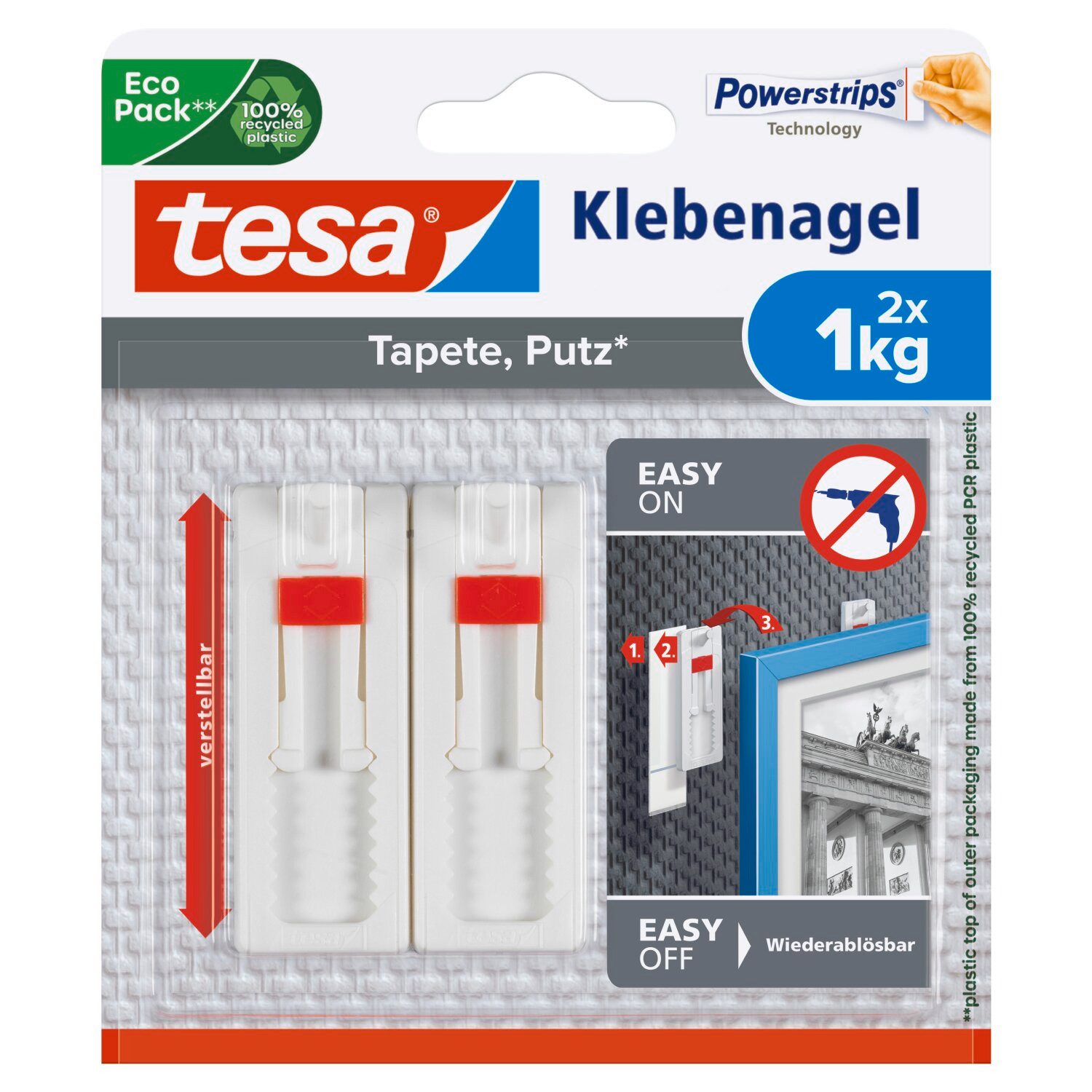 Klebehaken Klebenagel mit max. 1 kg Haltekraft für Bilder - verstellbar